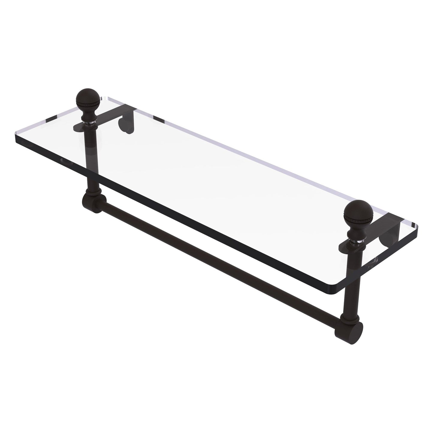 Allied Brass Mambo 16" x 5" Oil Rubbed Bronze Solid Brass Glass Vanity Shelf With Integrated Towel Bar