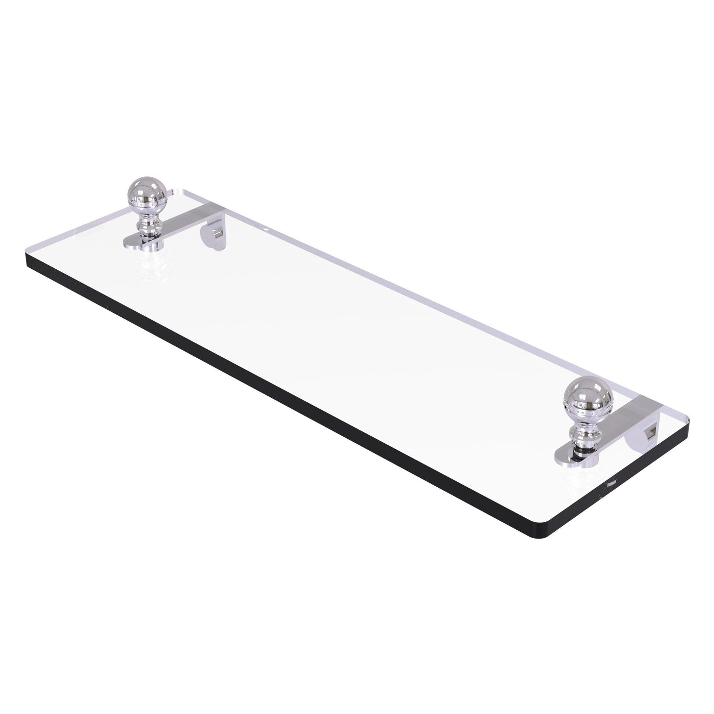 Allied Brass Mambo 16" x 5" Polished Chrome Solid Brass Glass Vanity Shelf With Beveled Edges