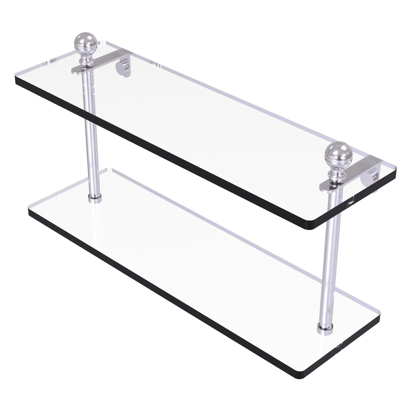 Allied Brass Mambo 16" x 5" Satin Chrome Solid Brass Two-Tiered Glass Shelf