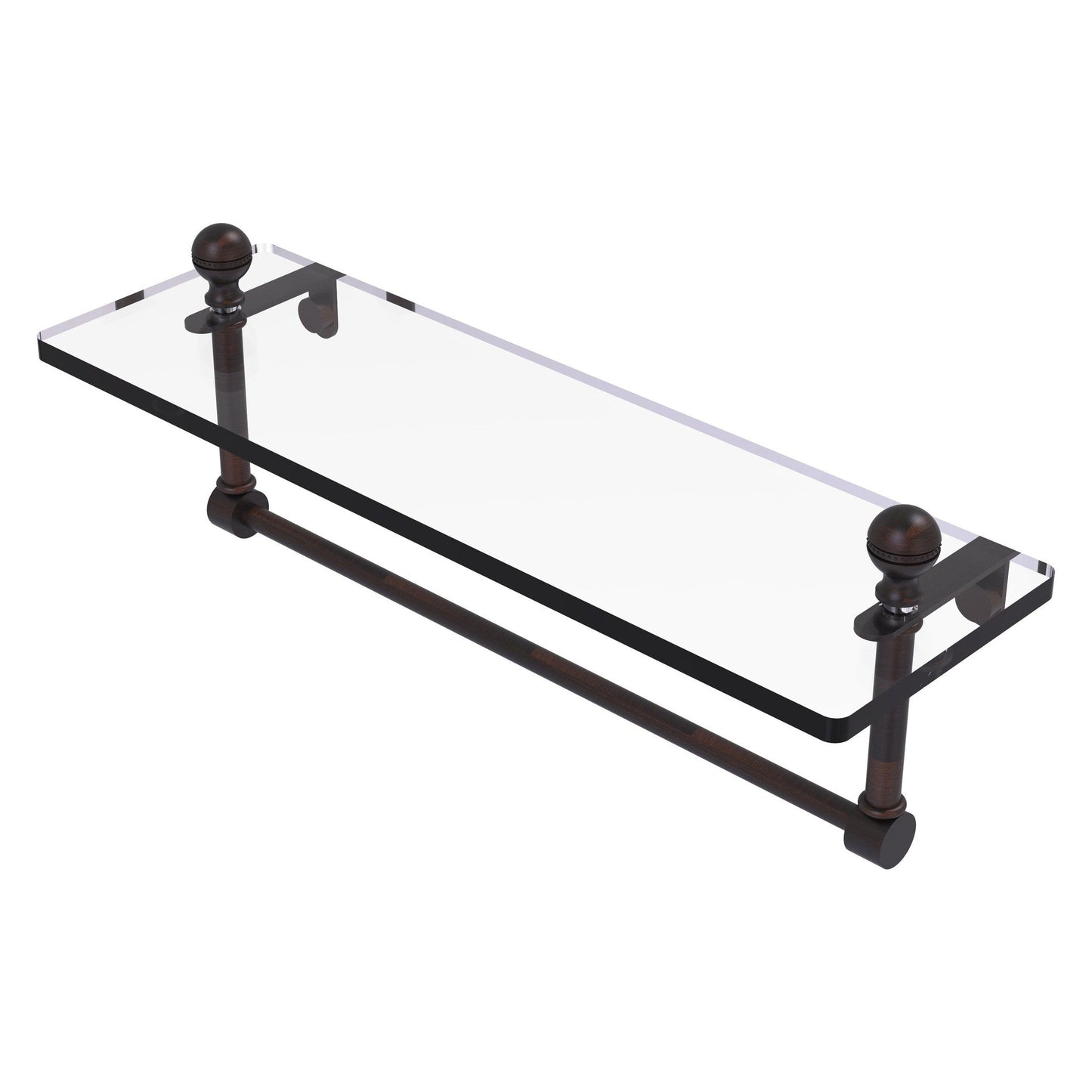 Allied Brass Mambo 16" x 5" Venetian Bronze Solid Brass Glass Vanity Shelf With Integrated Towel Bar