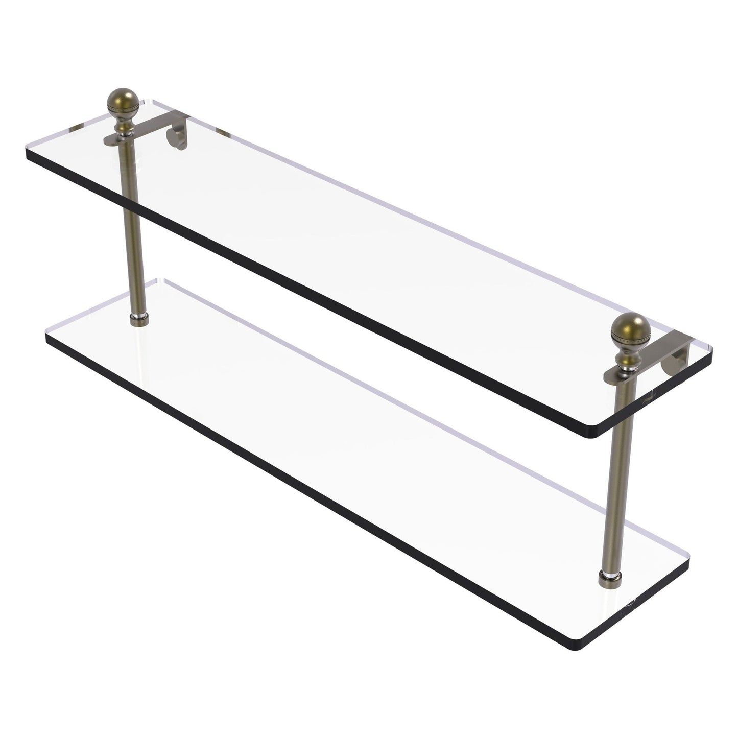 Allied Brass Mambo 22" x 5" Antique Brass Solid Brass Two-Tiered Glass Shelf