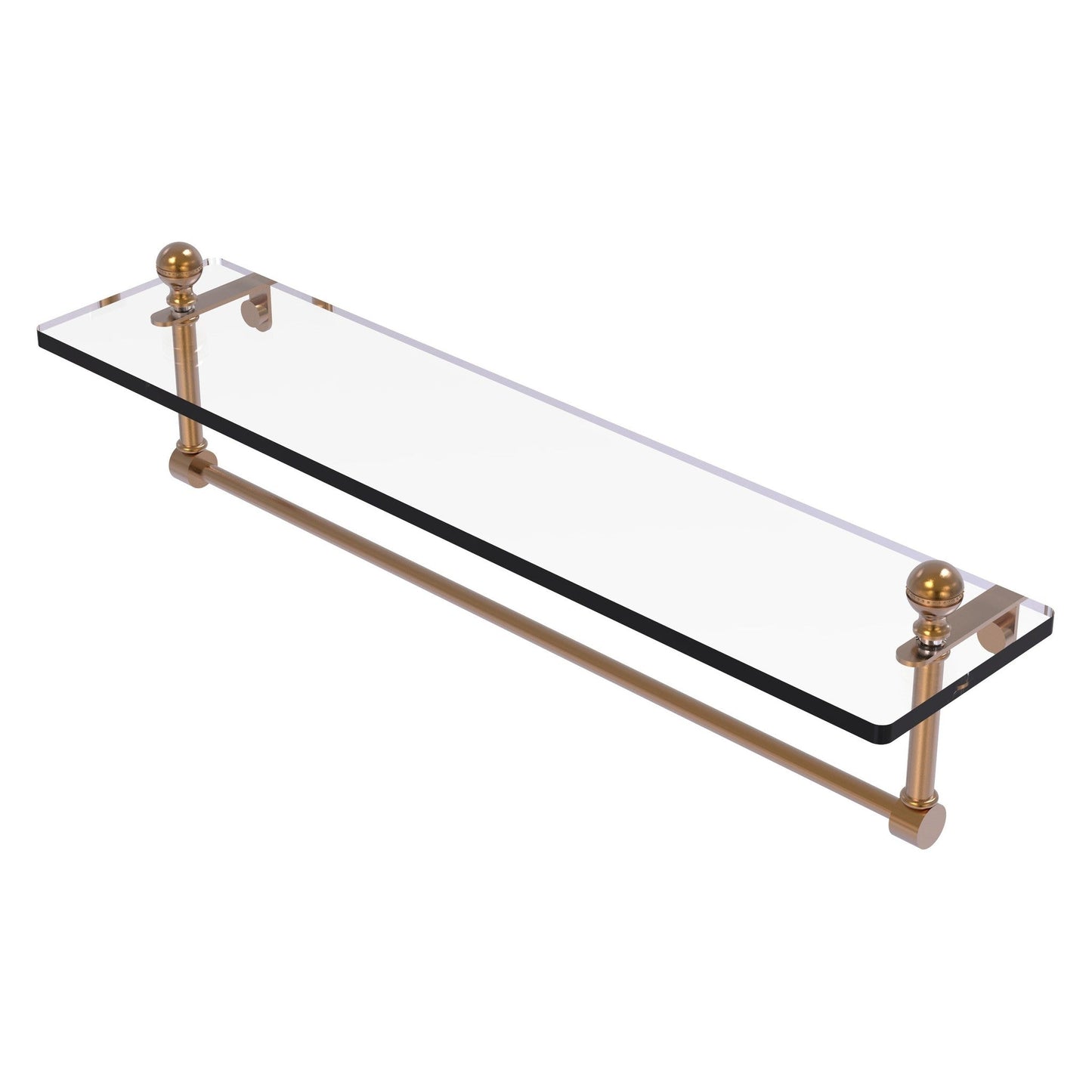 Allied Brass Mambo 22" x 5" Brushed Bronze Solid Brass Glass Vanity Shelf With Integrated Towel Bar