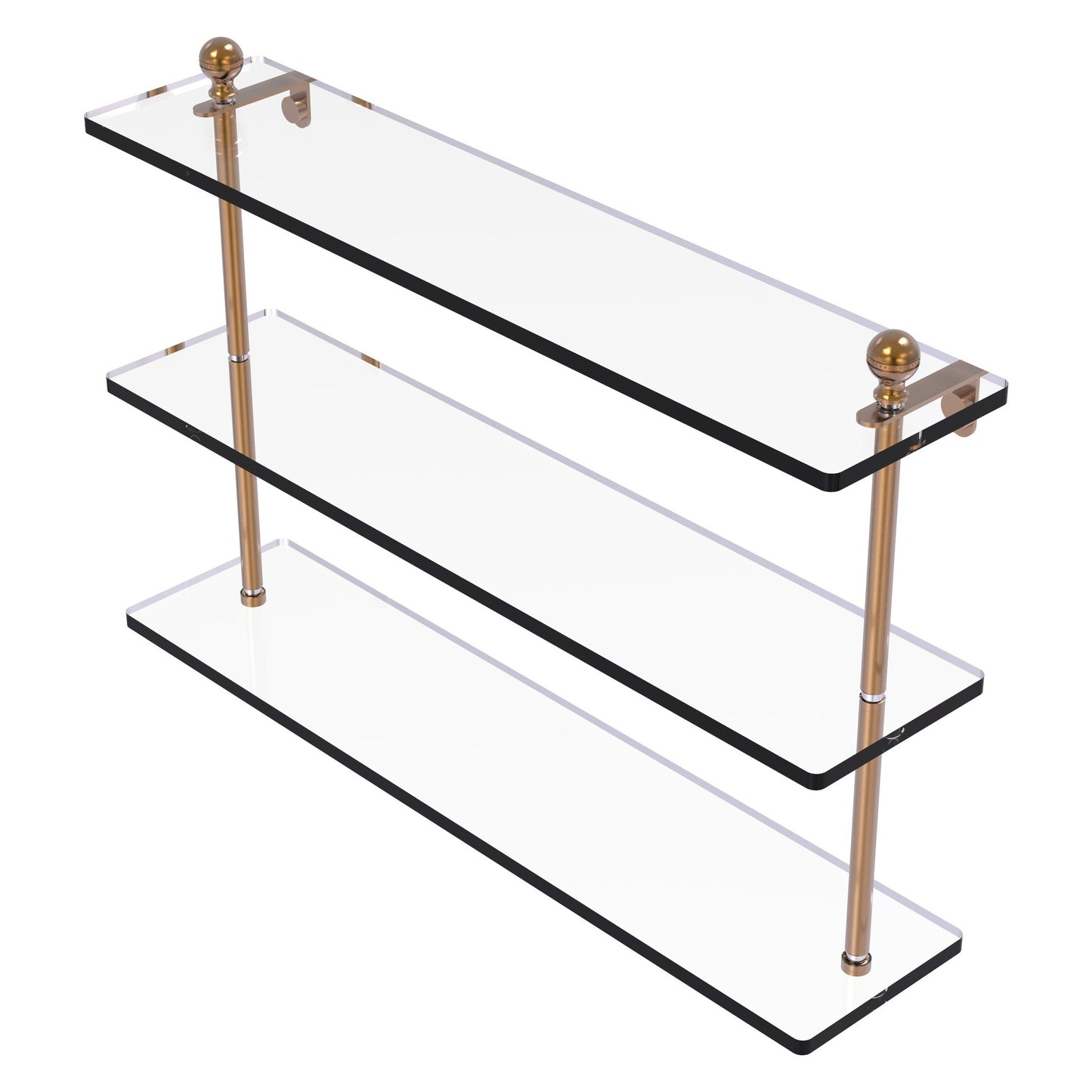 Allied Brass Mambo 22" x 5" Brushed Bronze Solid Brass Triple Tiered Glass Shelf