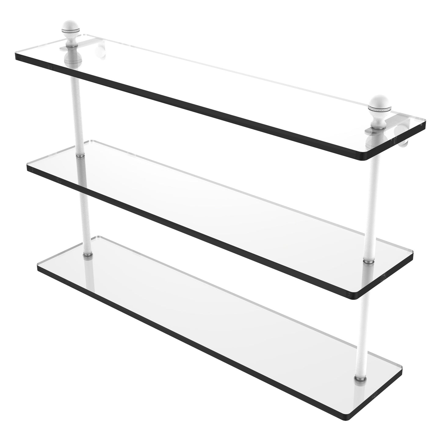 Allied Brass Mambo 22" x 5" Matte White Solid Brass Triple Tiered Glass Shelf