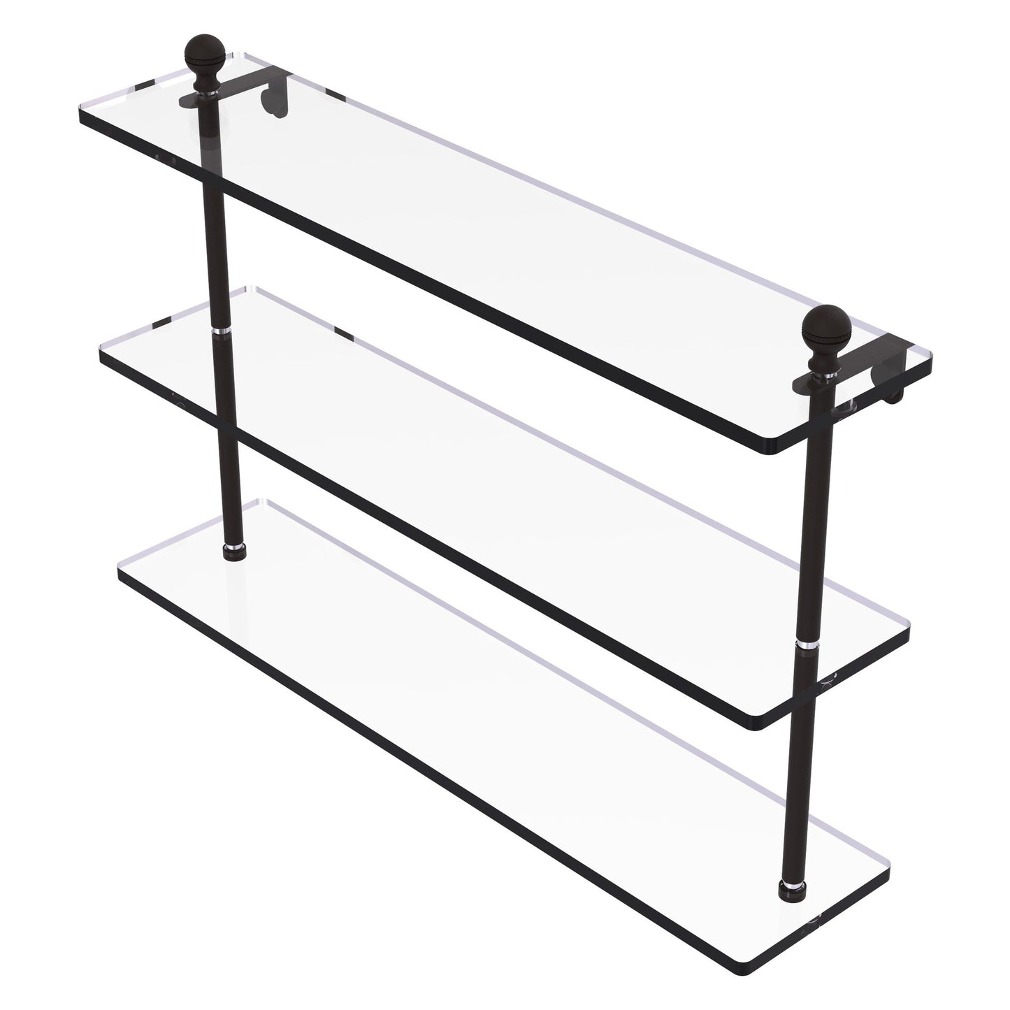 Allied Brass Mambo 22" x 5" Oil Rubbed Bronze Solid Brass Triple Tiered Glass Shelf