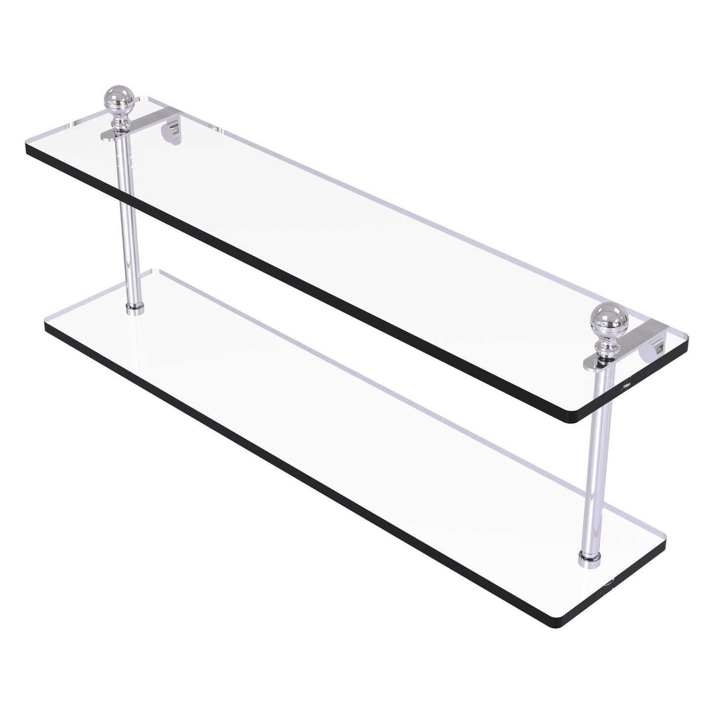 Allied Brass Mambo 22" x 5" Polished Chrome Solid Brass Two-Tiered Glass Shelf