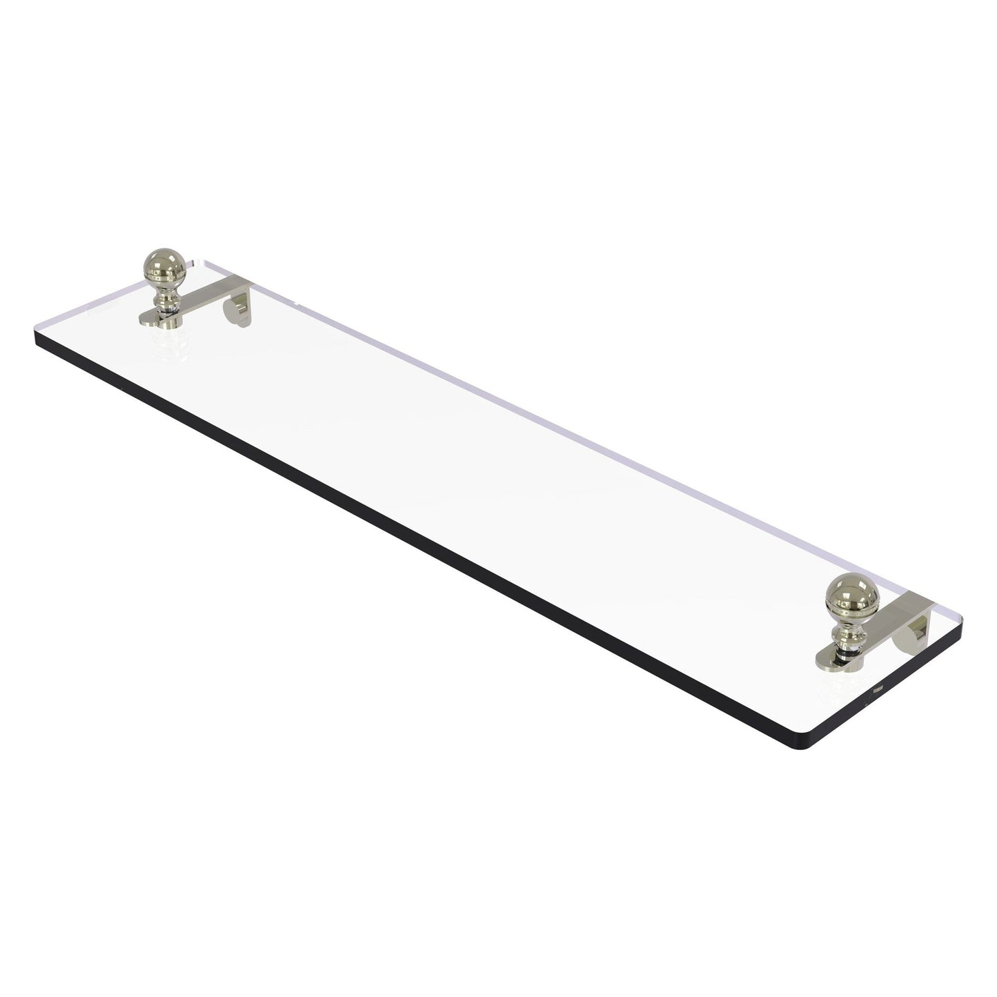 Allied Brass Mambo 22" x 5" Polished Nickel Solid Brass Glass Vanity Shelf With Beveled Edges