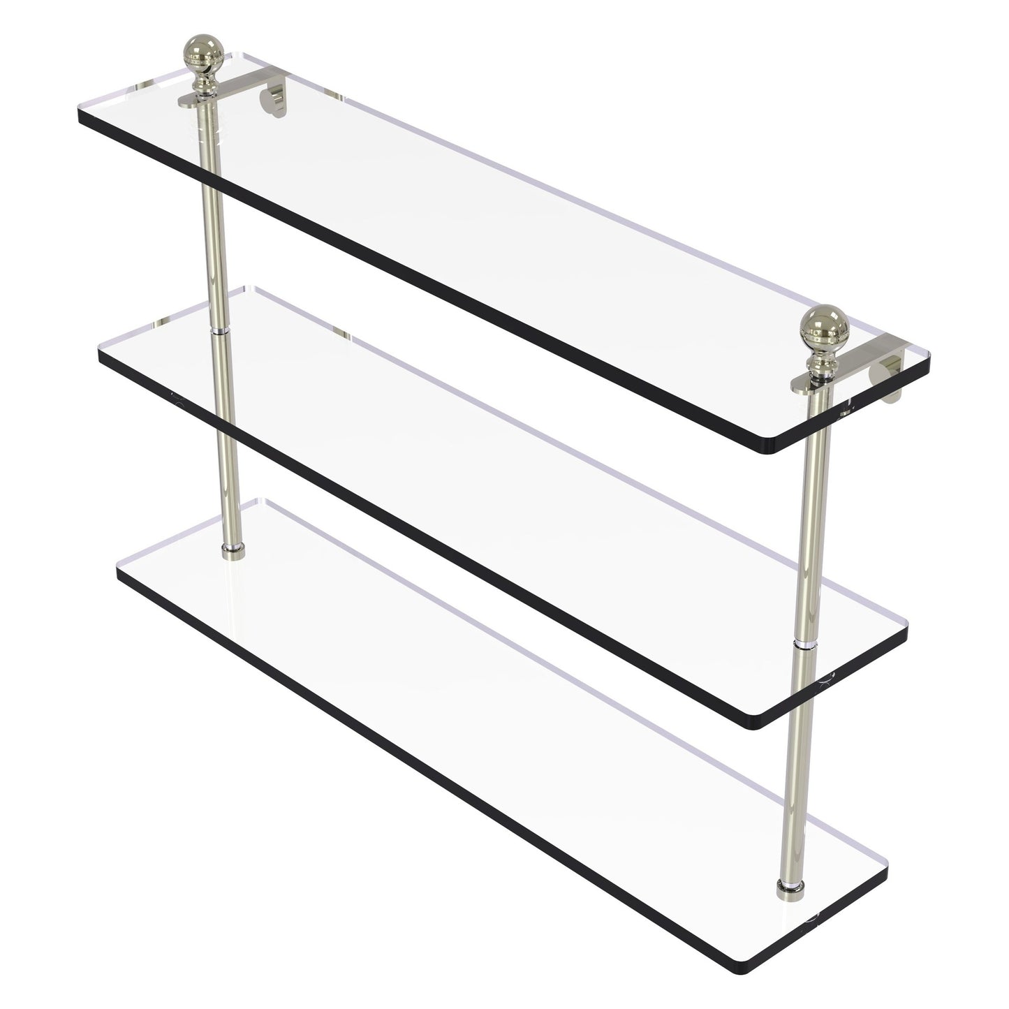 Allied Brass Mambo 22" x 5" Polished Nickel Solid Brass Triple Tiered Glass Shelf