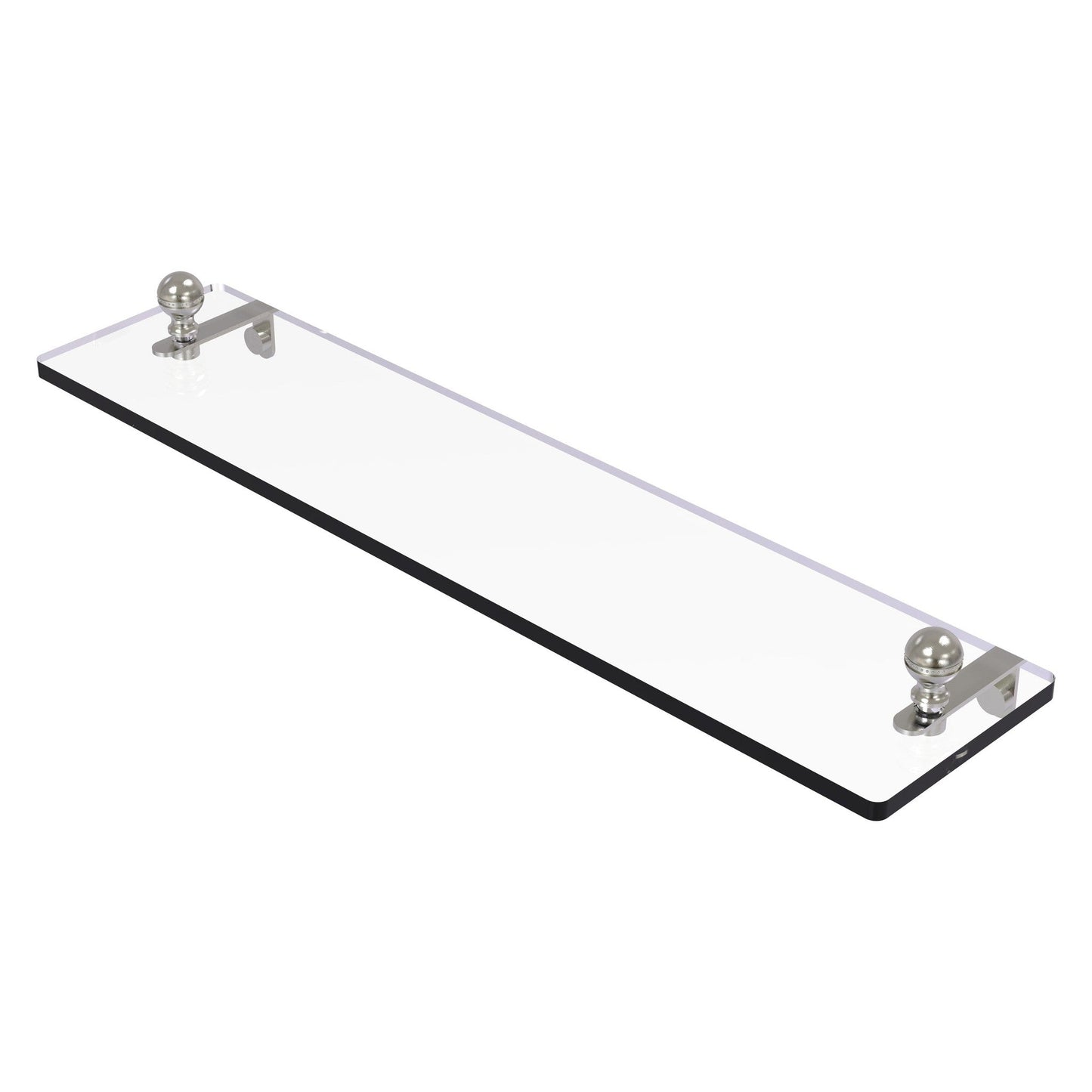 Allied Brass Mambo 22" x 5" Satin Nickel Solid Brass Glass Vanity Shelf With Beveled Edges