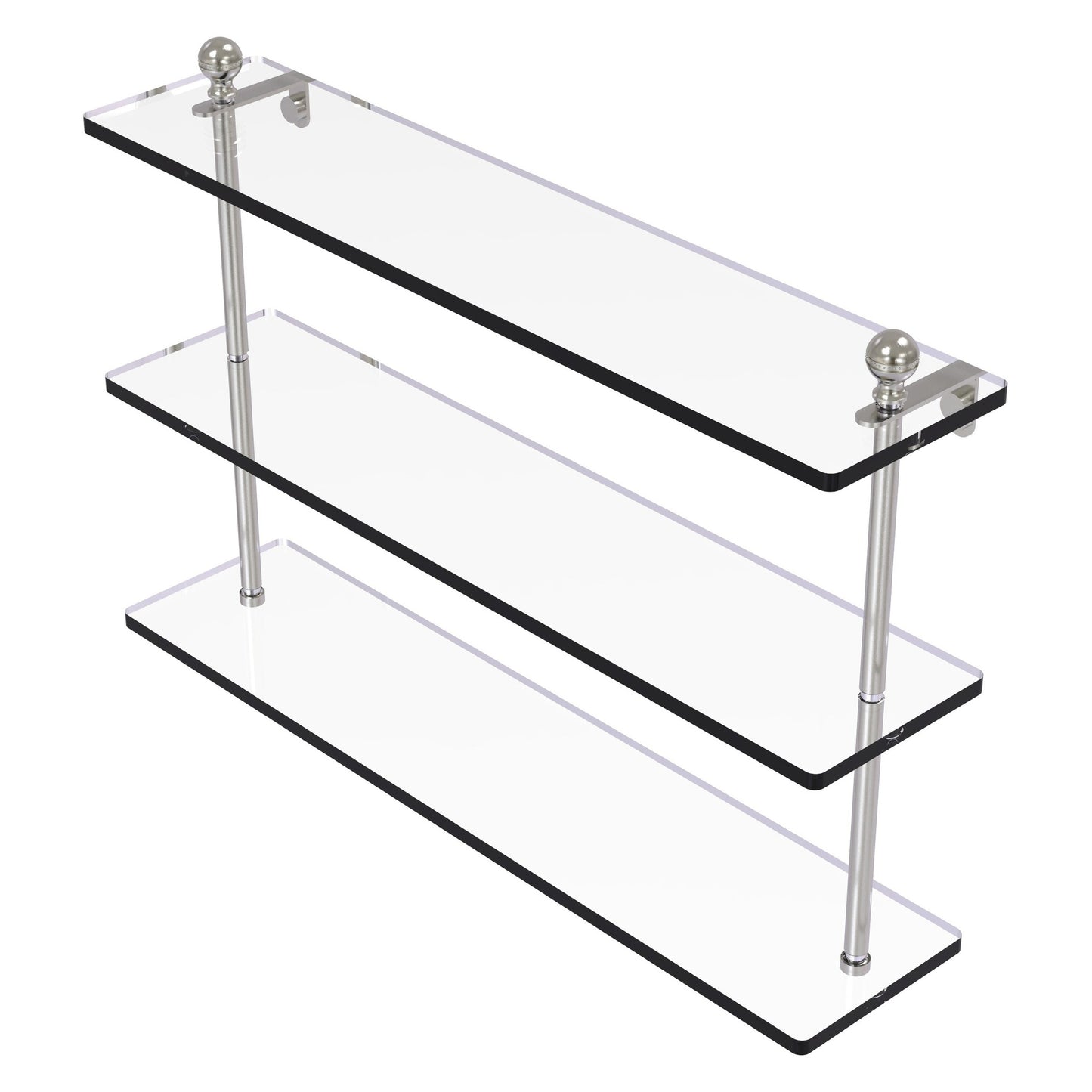 Allied Brass Mambo 22" x 5" Satin Nickel Solid Brass Triple Tiered Glass Shelf
