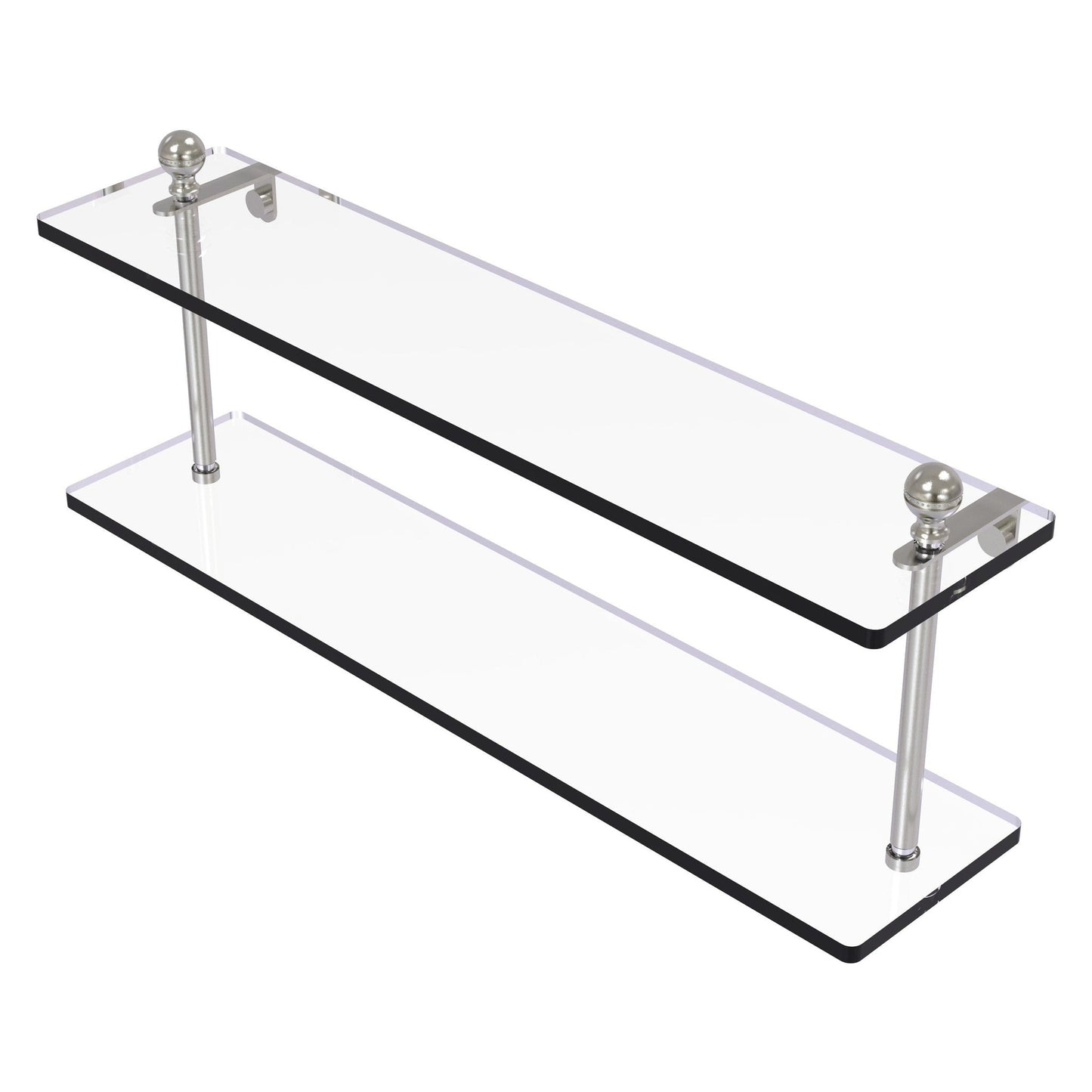 Allied Brass Mambo 22" x 5" Satin Nickel Solid Brass Two-Tiered Glass Shelf