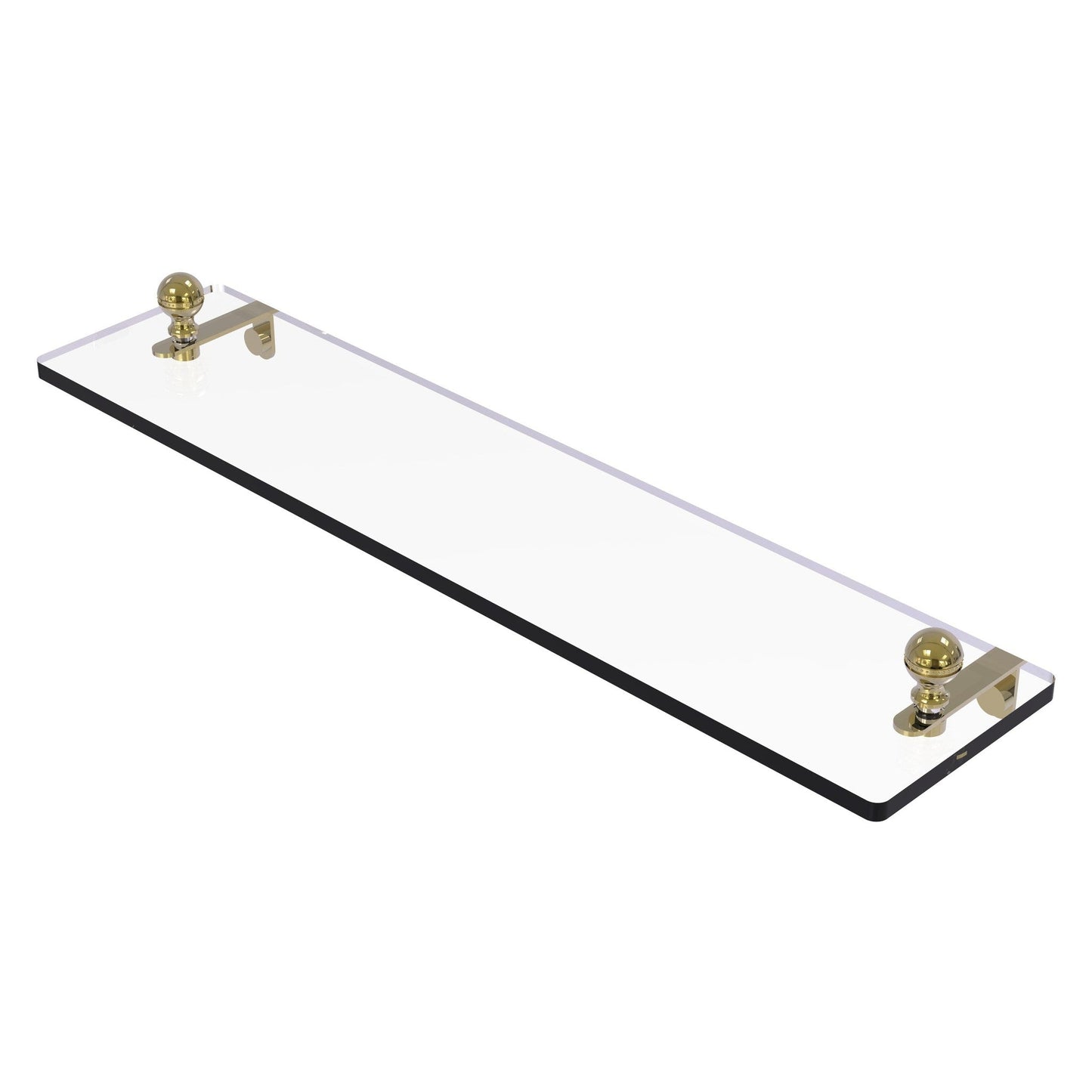 Allied Brass Mambo 22" x 5" Unlacquered Brass Solid Brass Glass Vanity Shelf With Beveled Edges