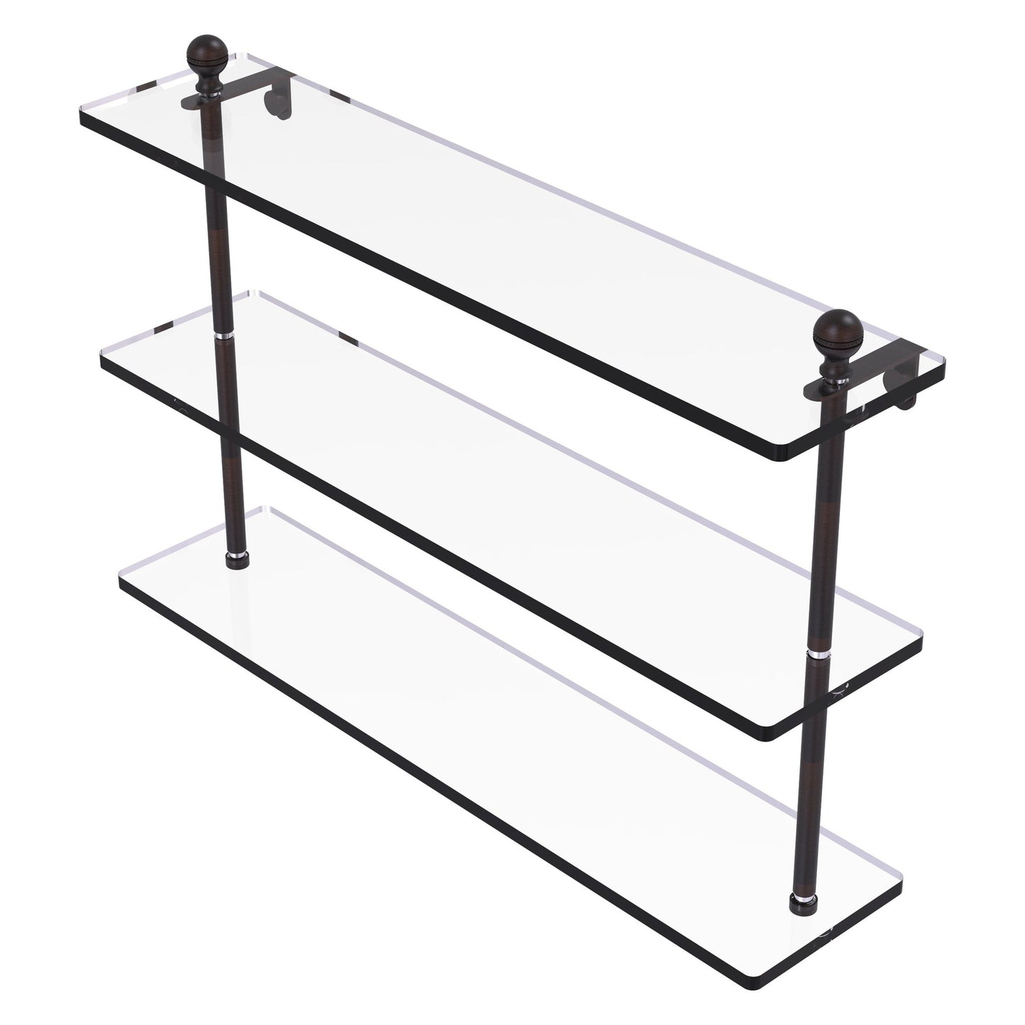 Allied Brass Mambo 22" x 5" Venetian Bronze Solid Brass Triple Tiered Glass Shelf