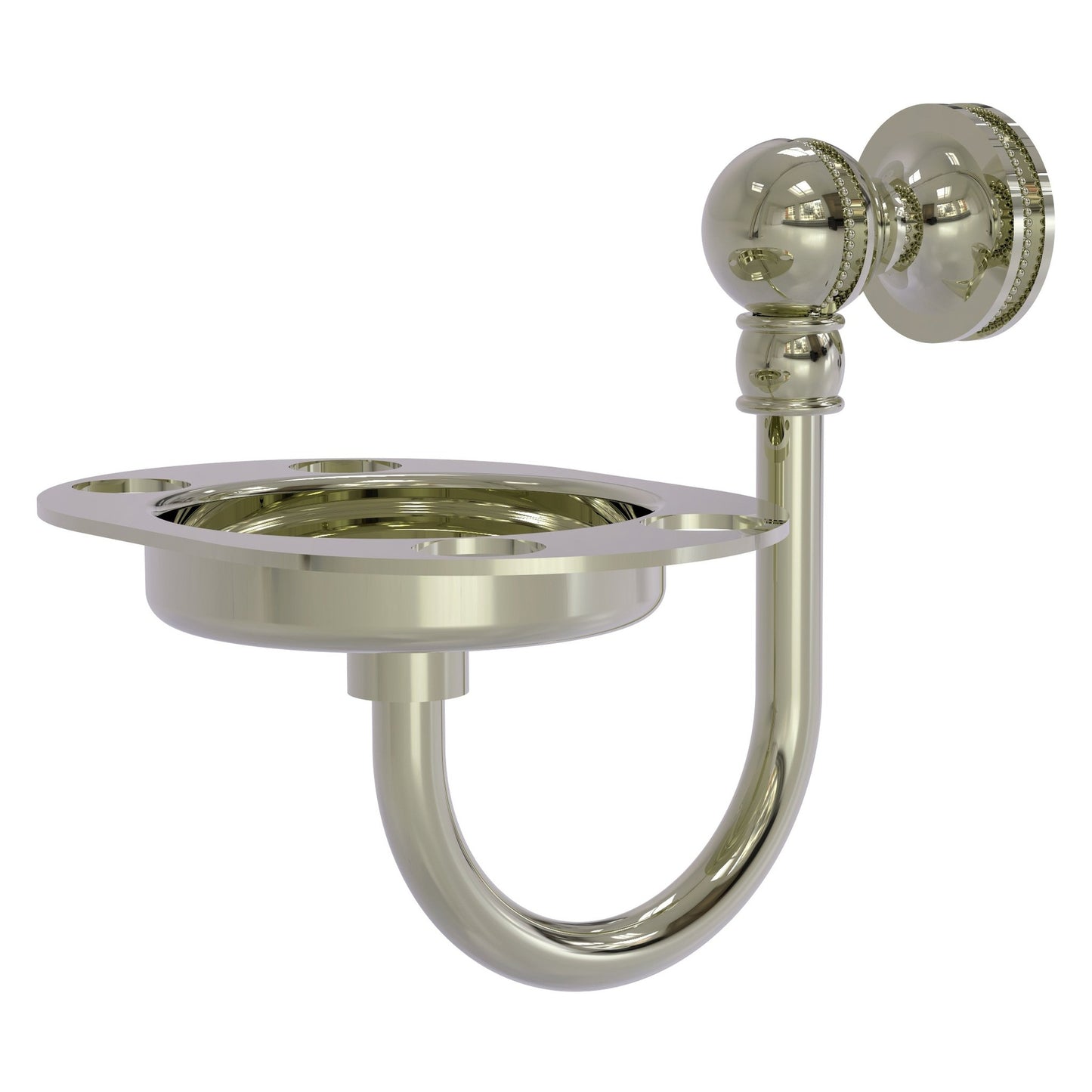 Allied Brass Mambo 4.5" x 3.5" Polished Nickel Solid Brass Tumbler and Toothbrush Holder