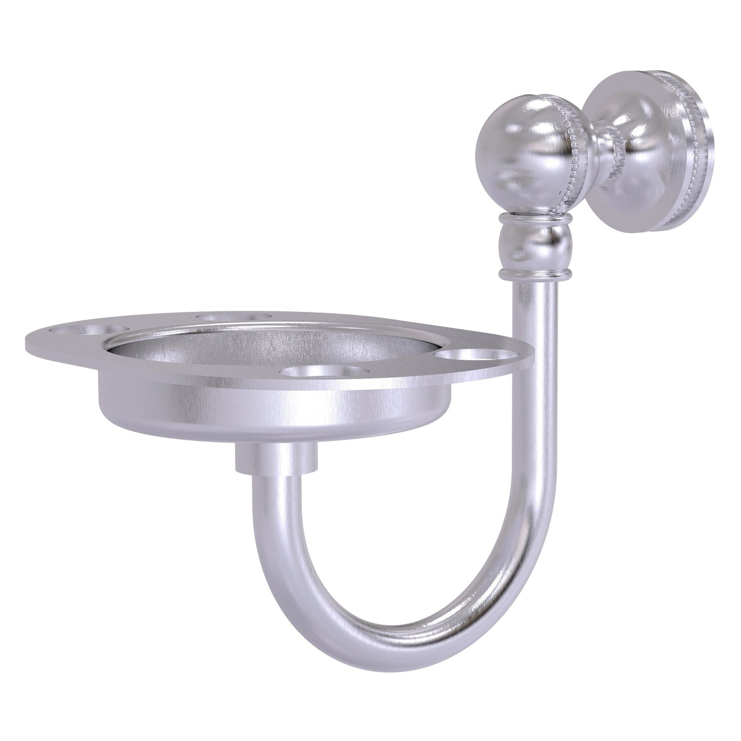 Allied Brass Mambo 4.5" x 3.5" Satin Chrome Solid Brass Tumbler and Toothbrush Holder