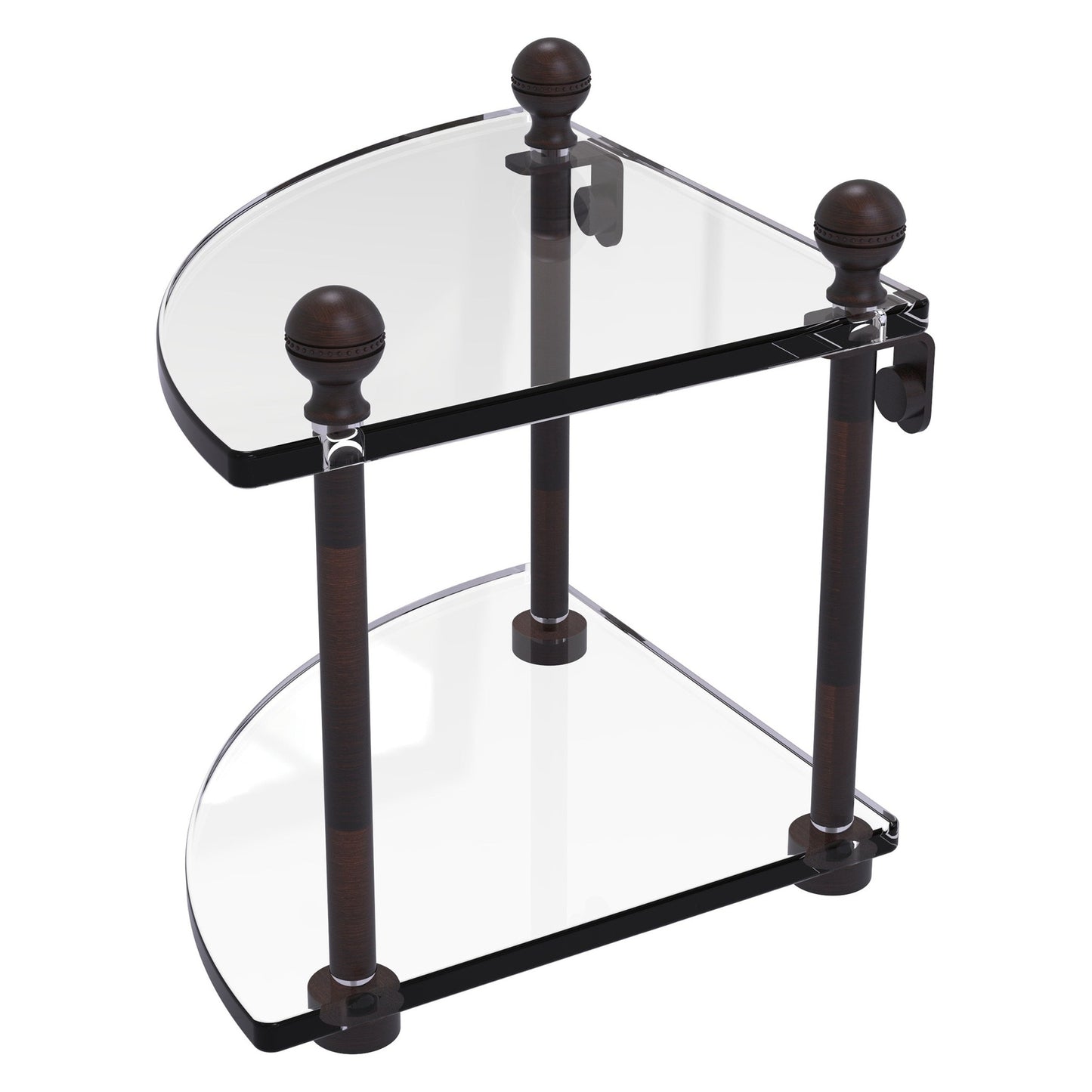Allied Brass Mambo 8" x 8" Venetian Bronze Solid Brass 2-Tier Corner Glass Shelf