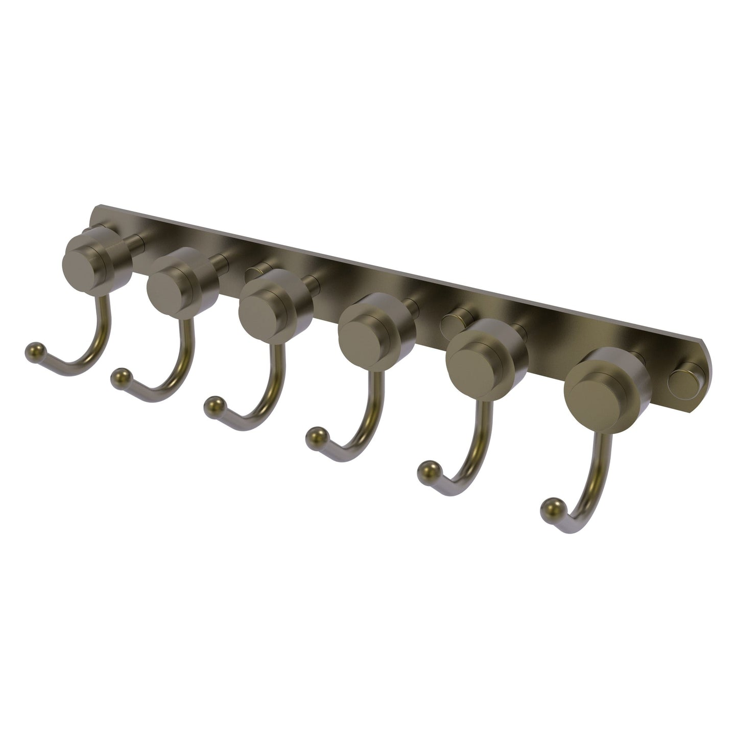 Allied Brass Mercury 15.5" x 4" Antique Brass Solid Brass 6-Position Tie and Belt Rack With Smooth Accent