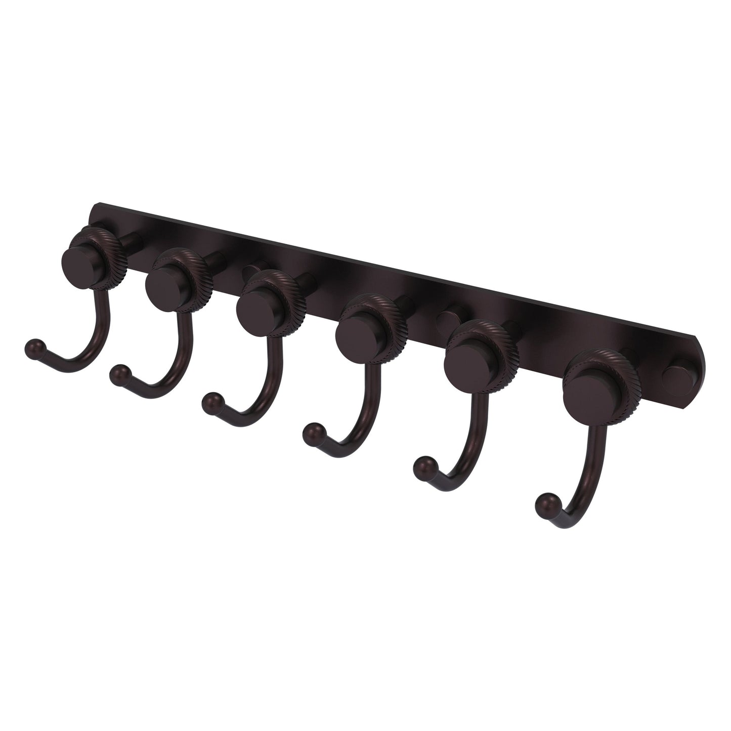 Allied Brass Mercury 15.5" x 4" Antique Bronze Solid Brass 6-Position Tie and Belt Rack With Twisted Accent