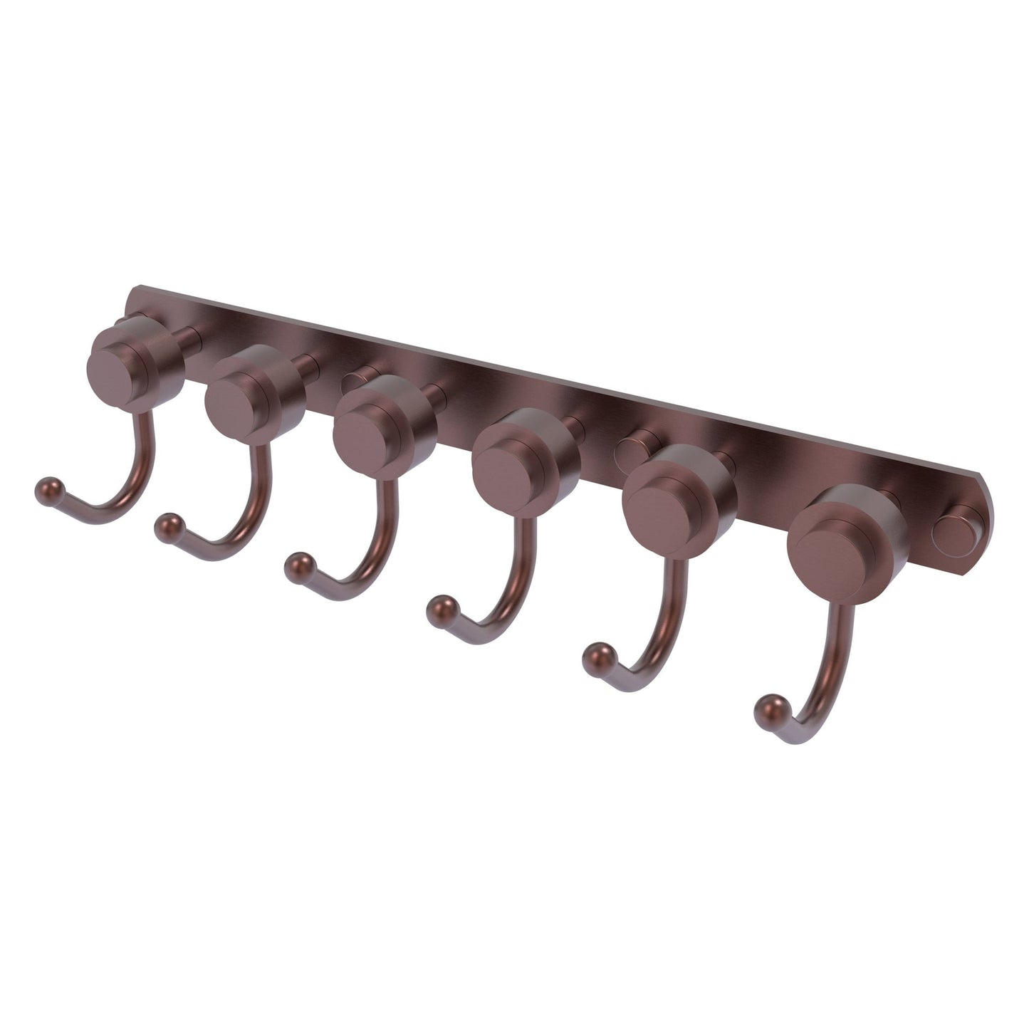Allied Brass Mercury 15.5" x 4" Antique Copper Solid Brass 6-Position Tie and Belt Rack With Smooth Accent