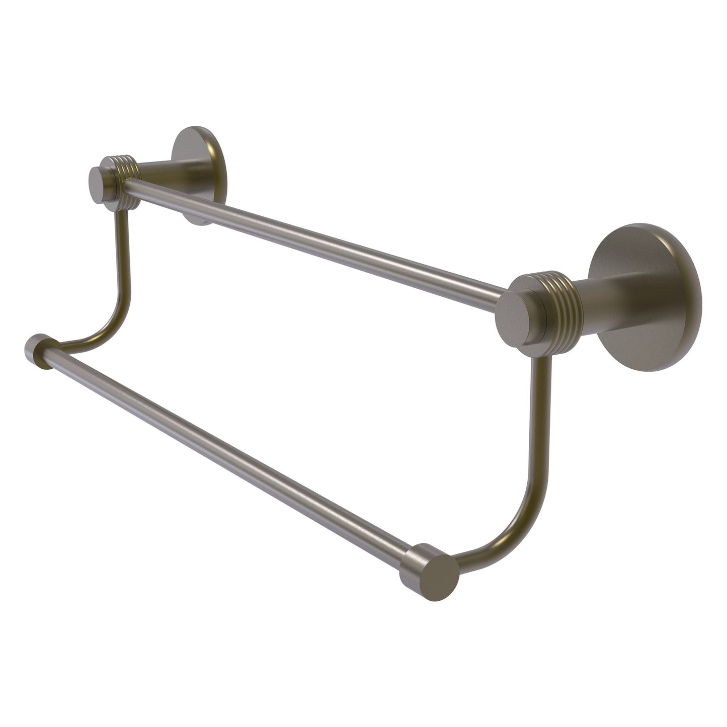 Allied Brass Mercury 24" x 26.5" Antique Brass Solid Brass Double Towel Bar With Grooved Accents