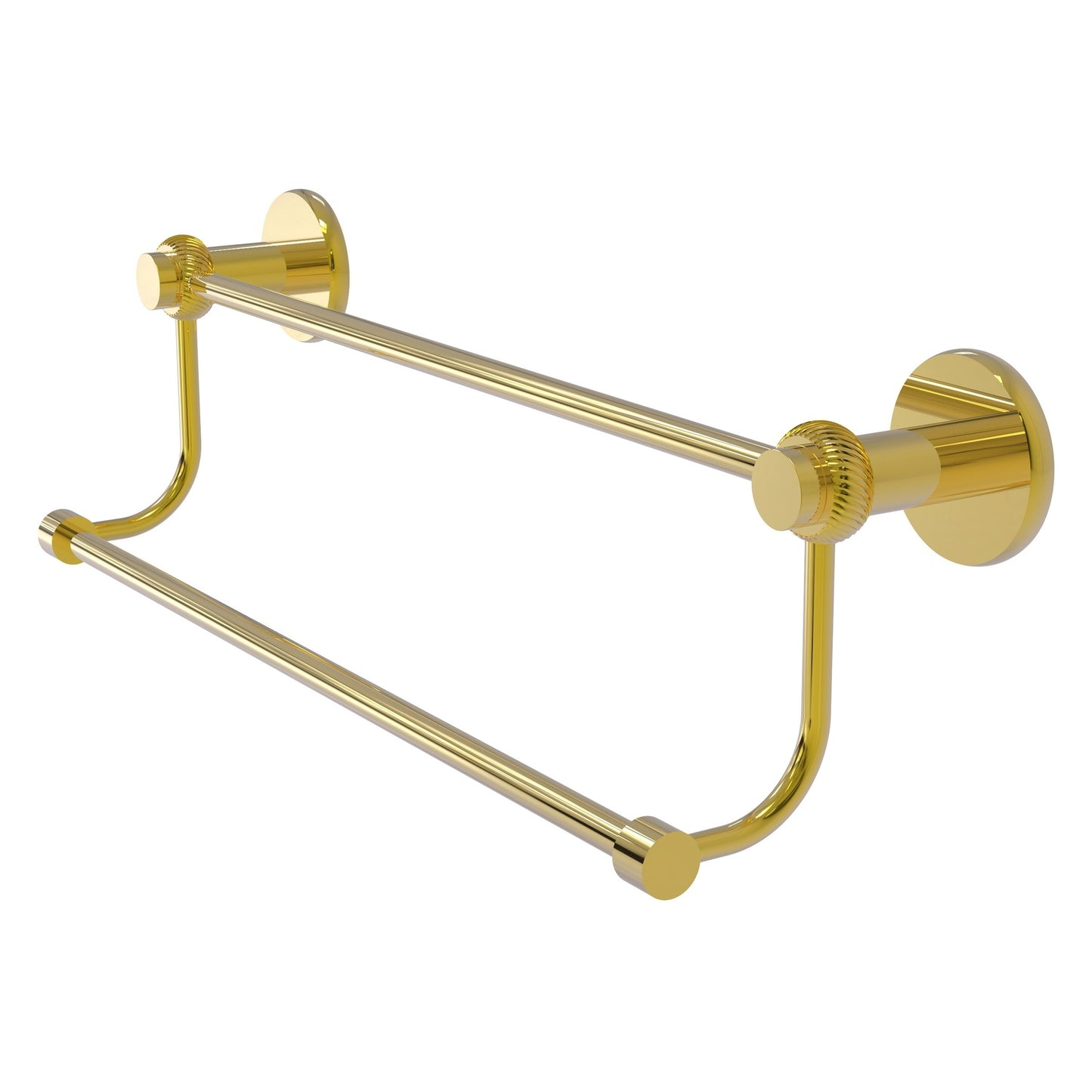 Allied Brass Mercury 30" x 32.5" Polished Brass Solid Brass Double Towel Bar With Twist Accents