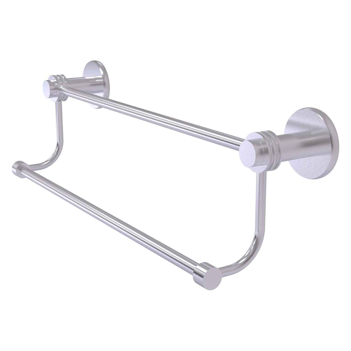 Allied Brass Mercury 30" x 32.5" Satin Chrome Solid Brass Double Towel Bar With Dotted Accents