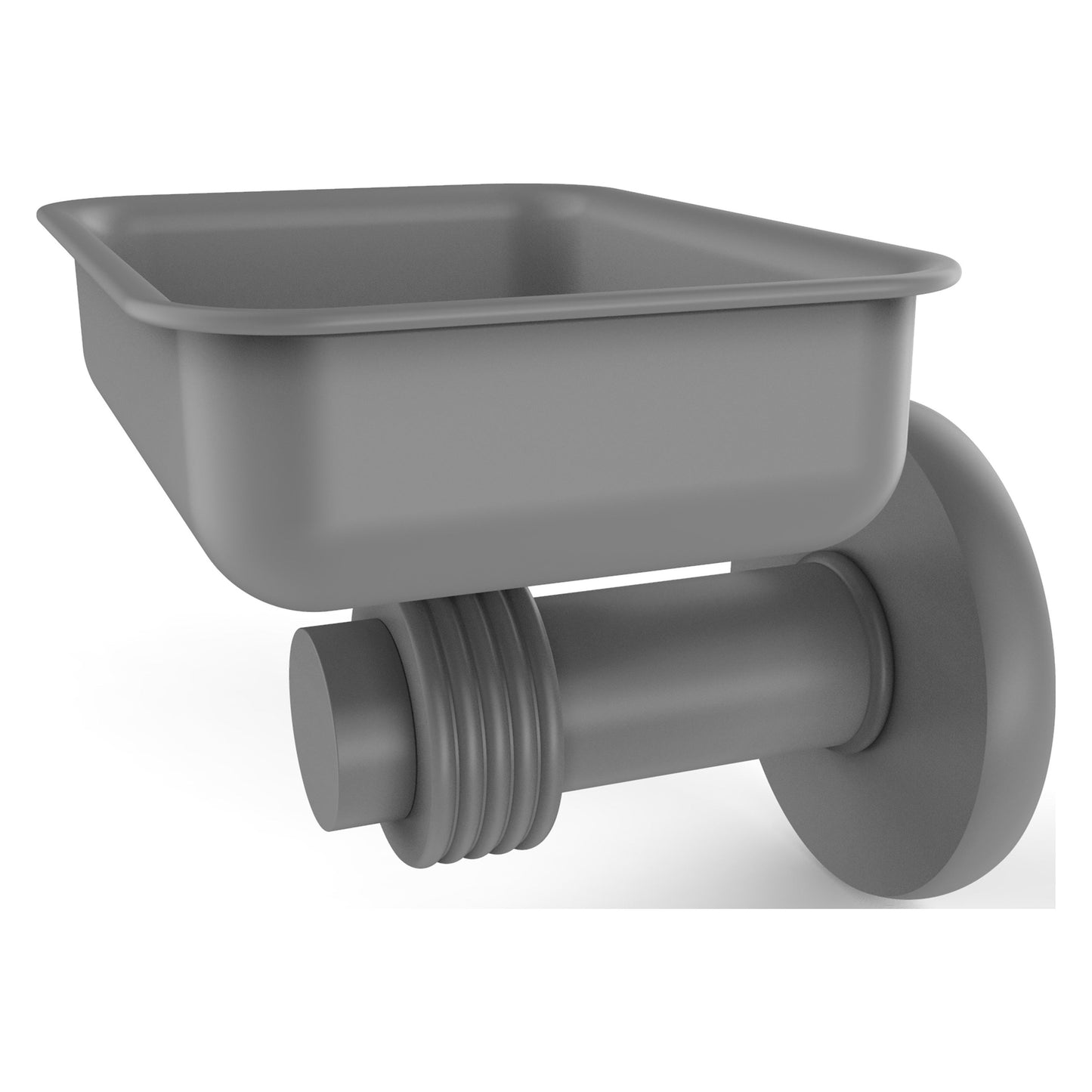 Allied Brass Mercury 4.5" x 3.5" Matte Gray Solid Brass Wall-Mounted Soap Dish With Grooved Accent