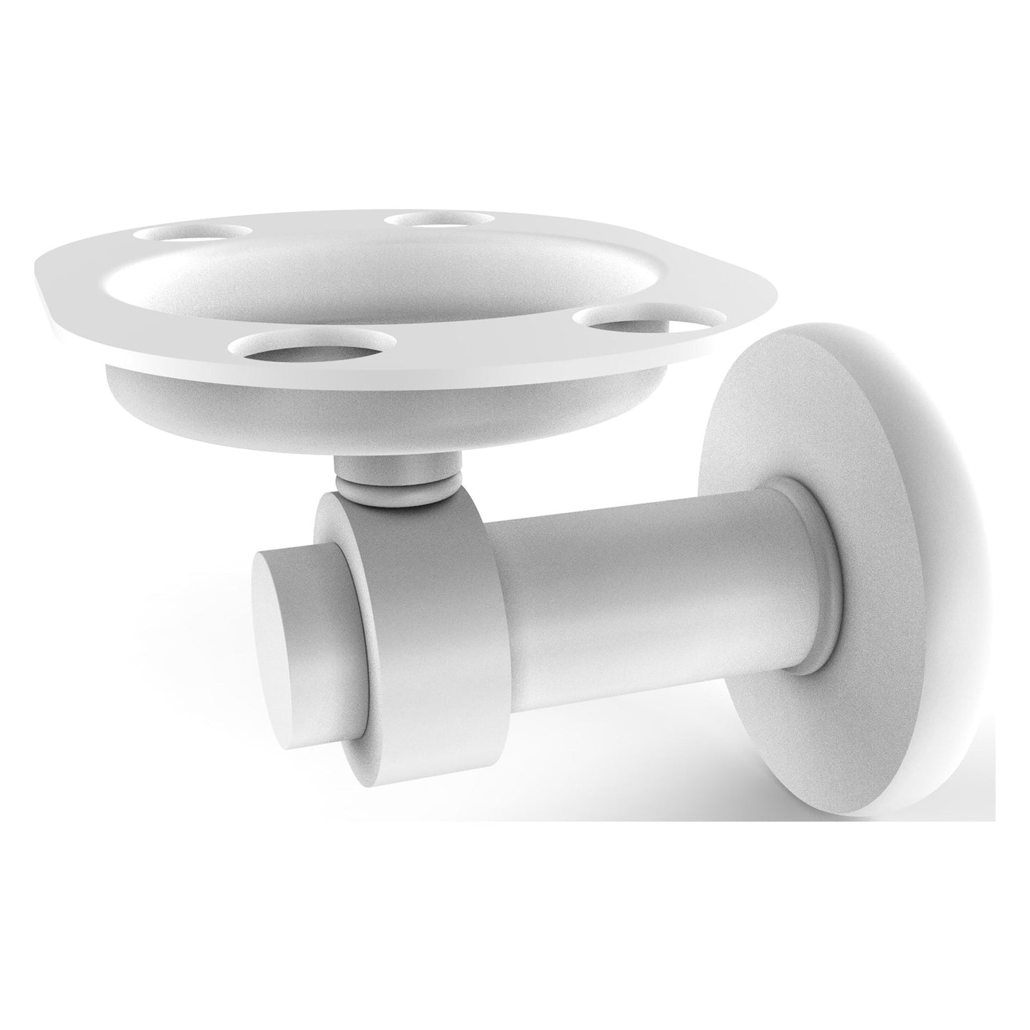 Allied Brass Mercury 4.5" x 3.5" Matte White Solid Brass Tumbler and Toothbrush Holder