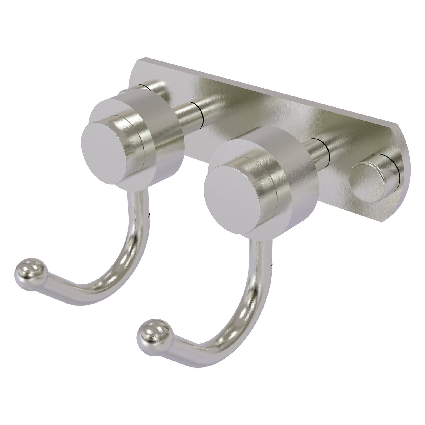 Allied Brass Mercury 5.5" x 4" Satin Nickel Solid Brass 2-Position Multi-Hook With Smooth Accent