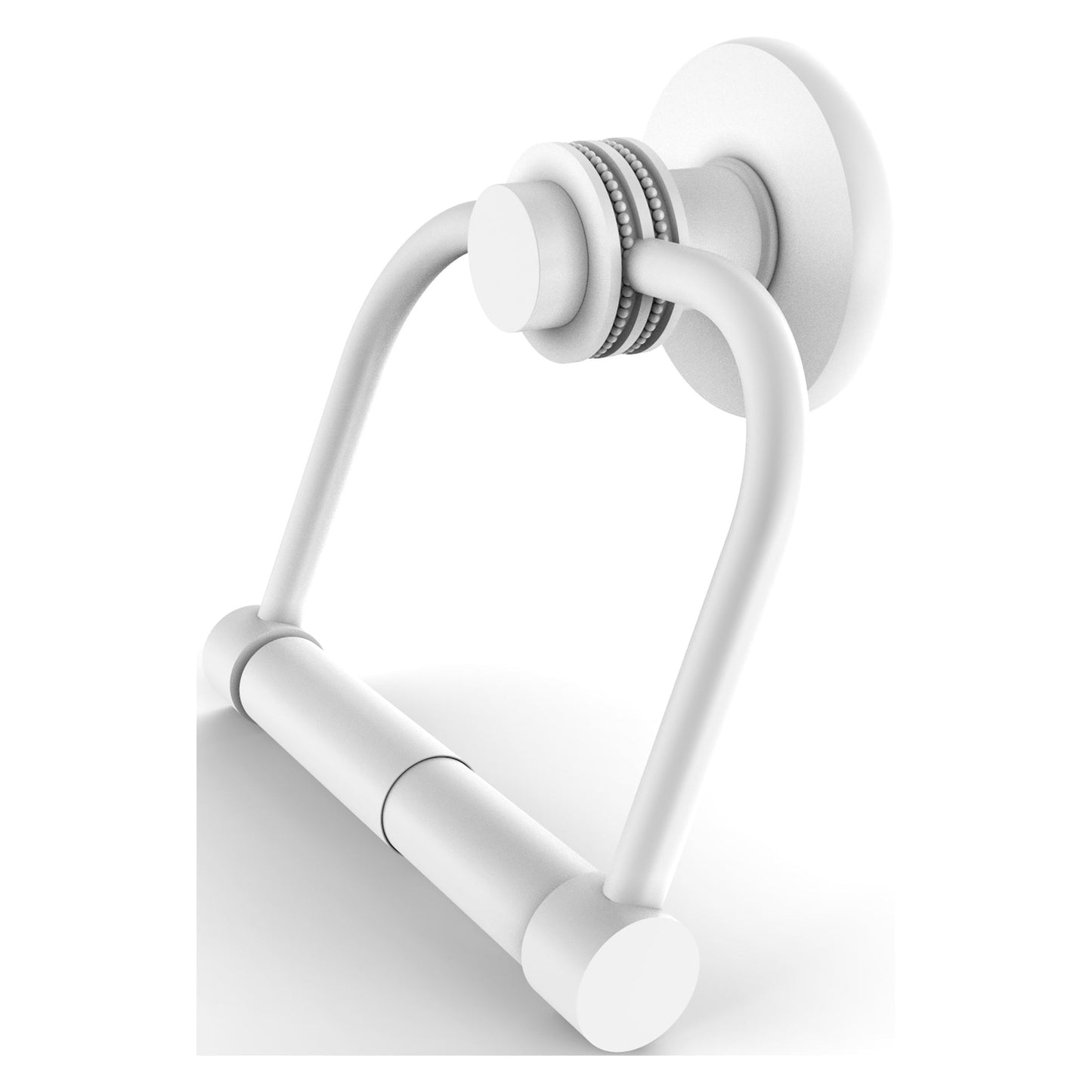 Allied Brass Mercury 6" x 6" Matte White Solid Brass 2-Post Toilet Tissue Holder With Dotted Accent