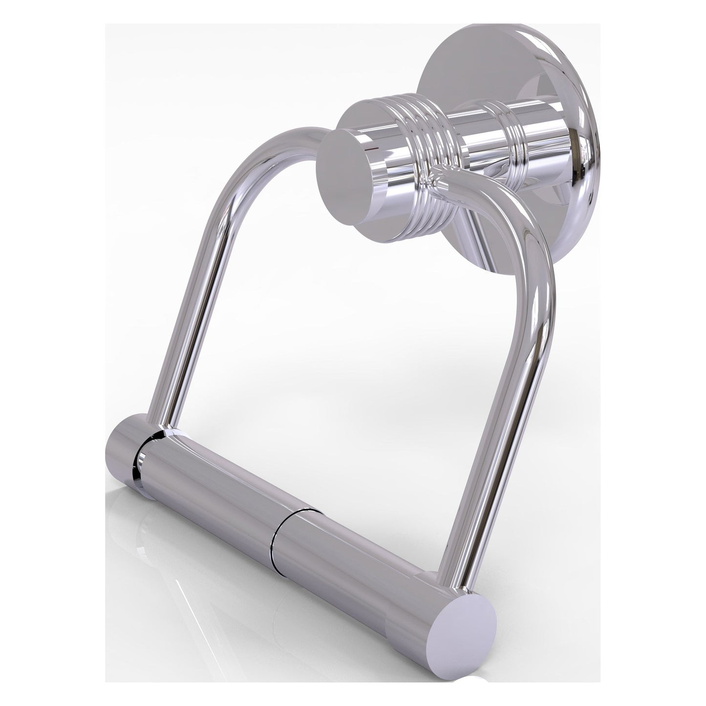Allied Brass Mercury 6" x 6" Polished Chrome Solid Brass 2-Post Toilet Tissue Holder With Grooved Accent