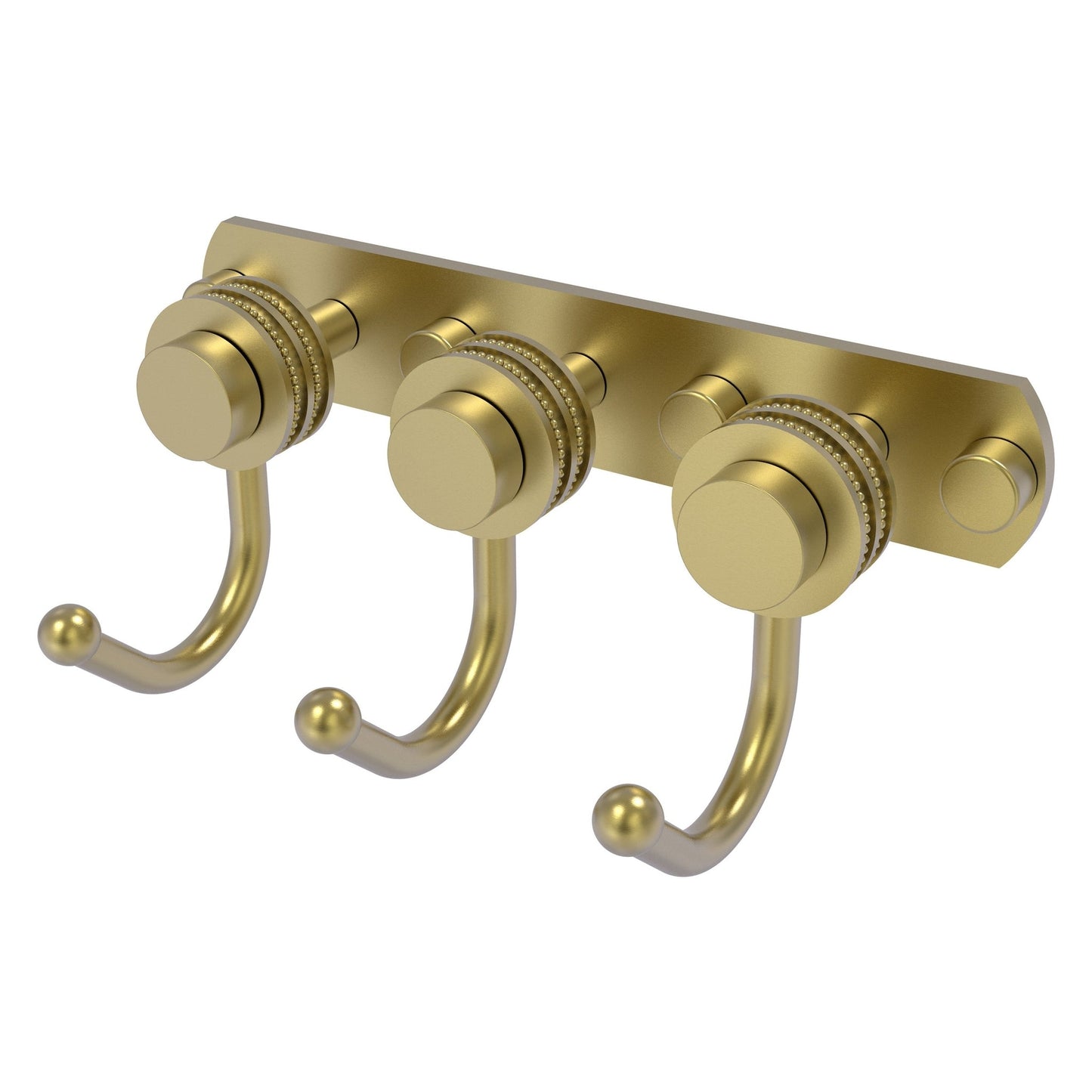 Allied Brass Mercury 8" x 4" Satin Brass Solid Brass 3-Position Multi-Hook With Dotted Accent