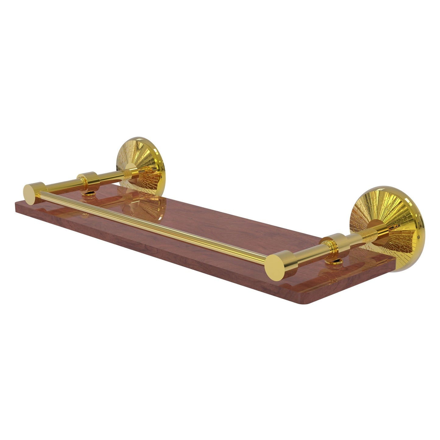Allied Brass Monte Carlo 16" x 5" Polished Brass Solid Brass Solid IPE Ironwood Shelf With Gallery Rail