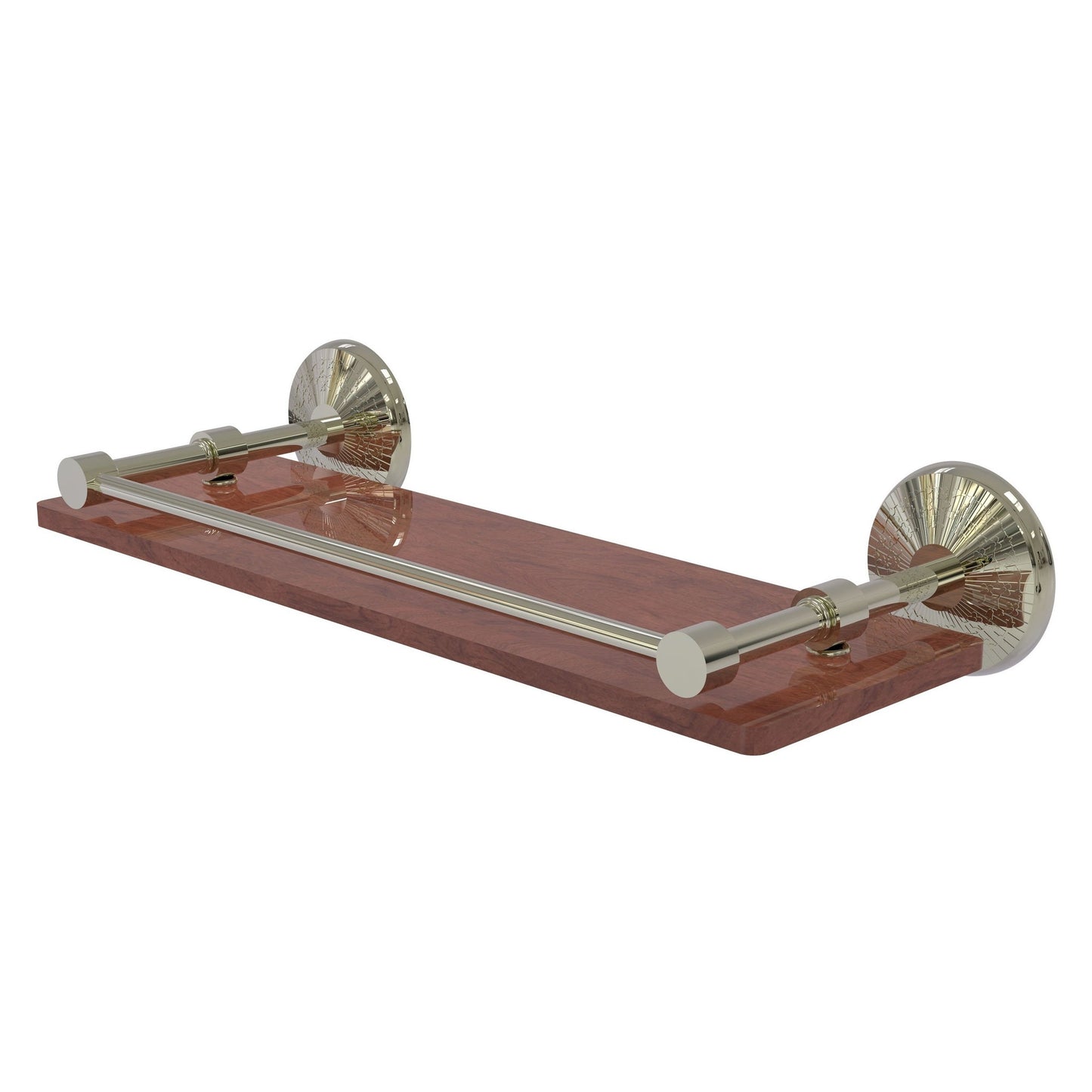 Allied Brass Monte Carlo 16" x 5" Polished Nickel Solid Brass Solid IPE Ironwood Shelf With Gallery Rail