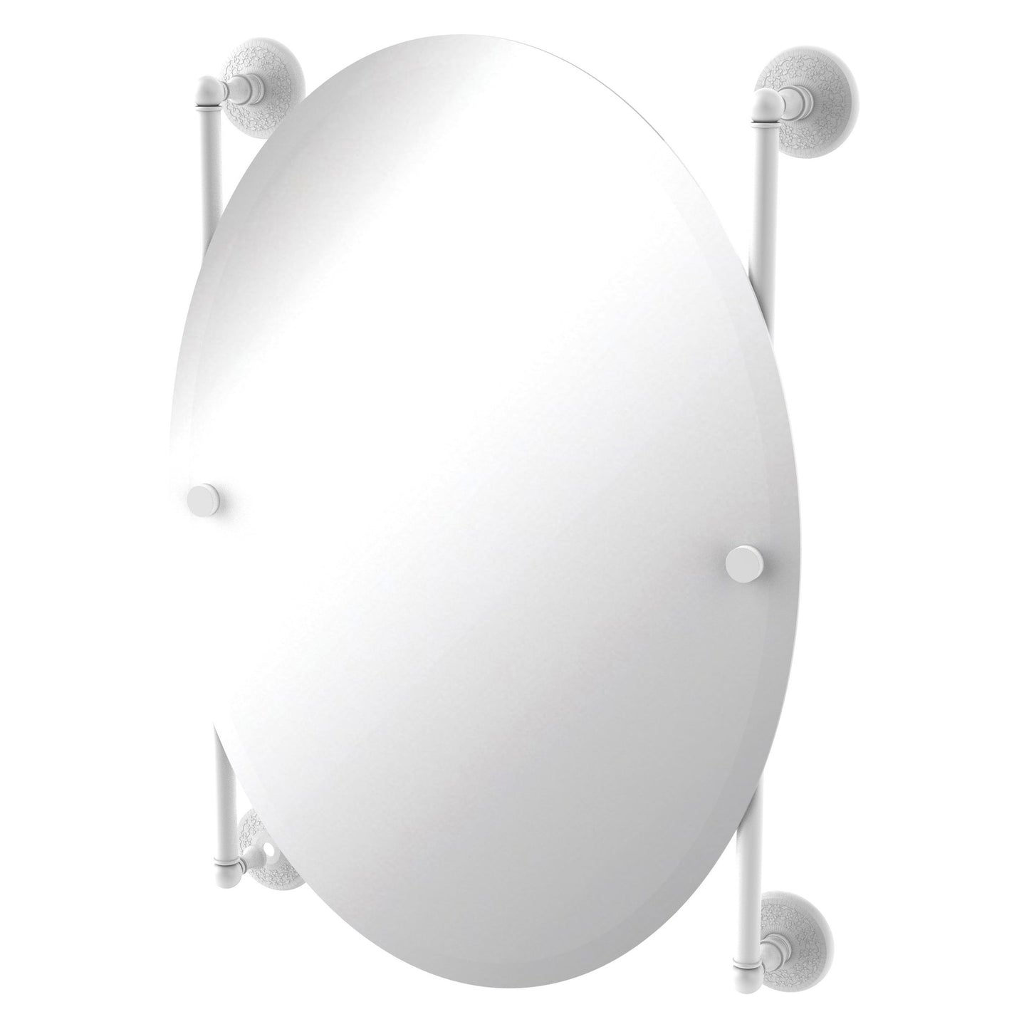 Allied Brass Monte Carlo 21" x 3.8" Matte White Solid Brass Oval Frameless Rail Mounted Mirror
