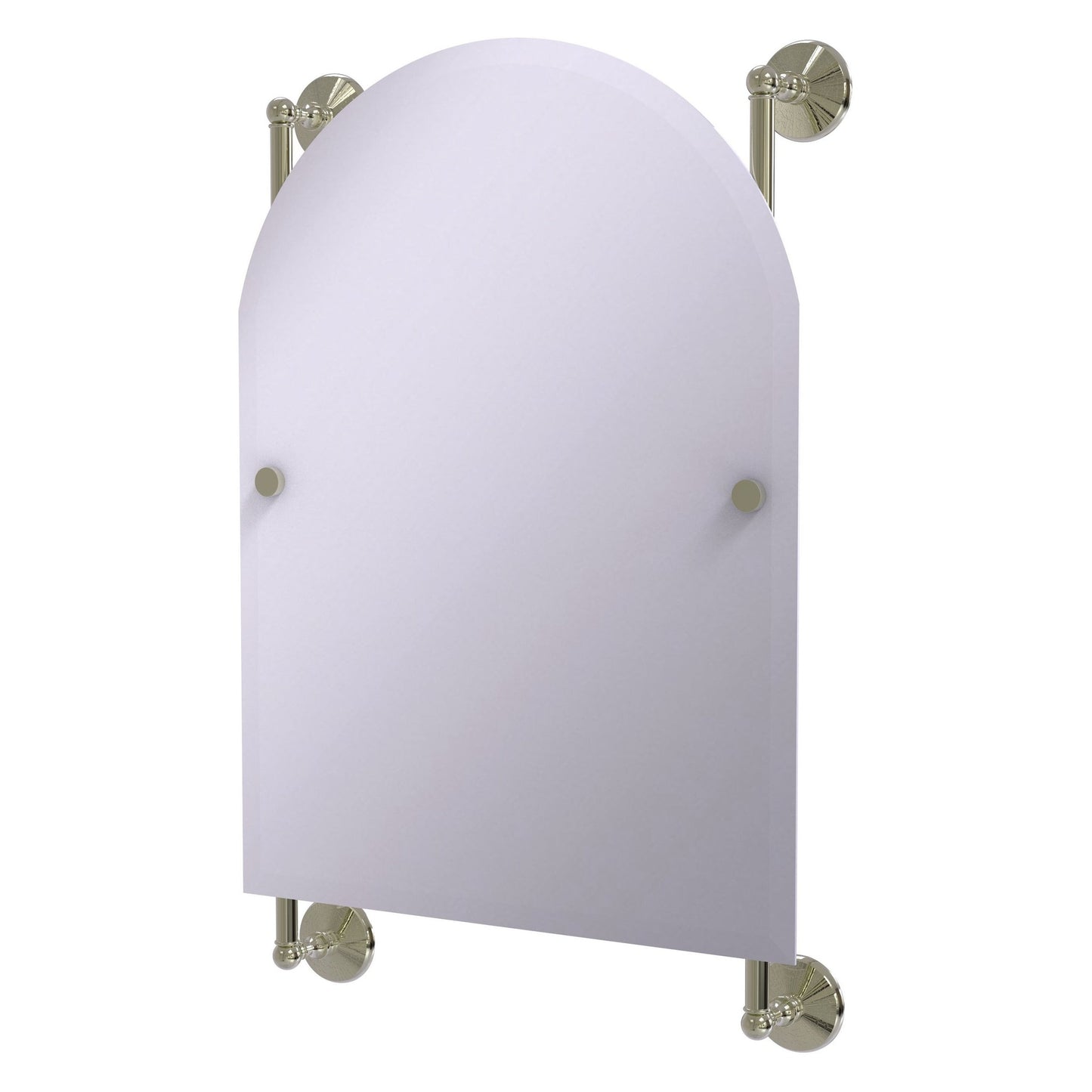 Allied Brass Monte Carlo 21" x 3.8" Polished Nickel Solid Brass Arched Top Frameless Rail Mounted Mirror