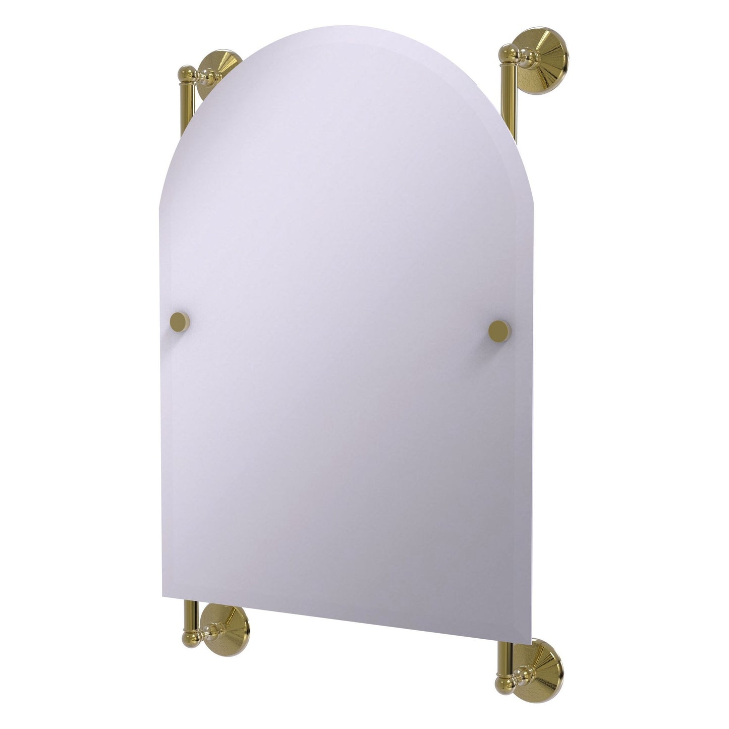 Allied Brass Monte Carlo 21" x 3.8" Unlacquered Brass Solid Brass Arched Top Frameless Rail Mounted Mirror