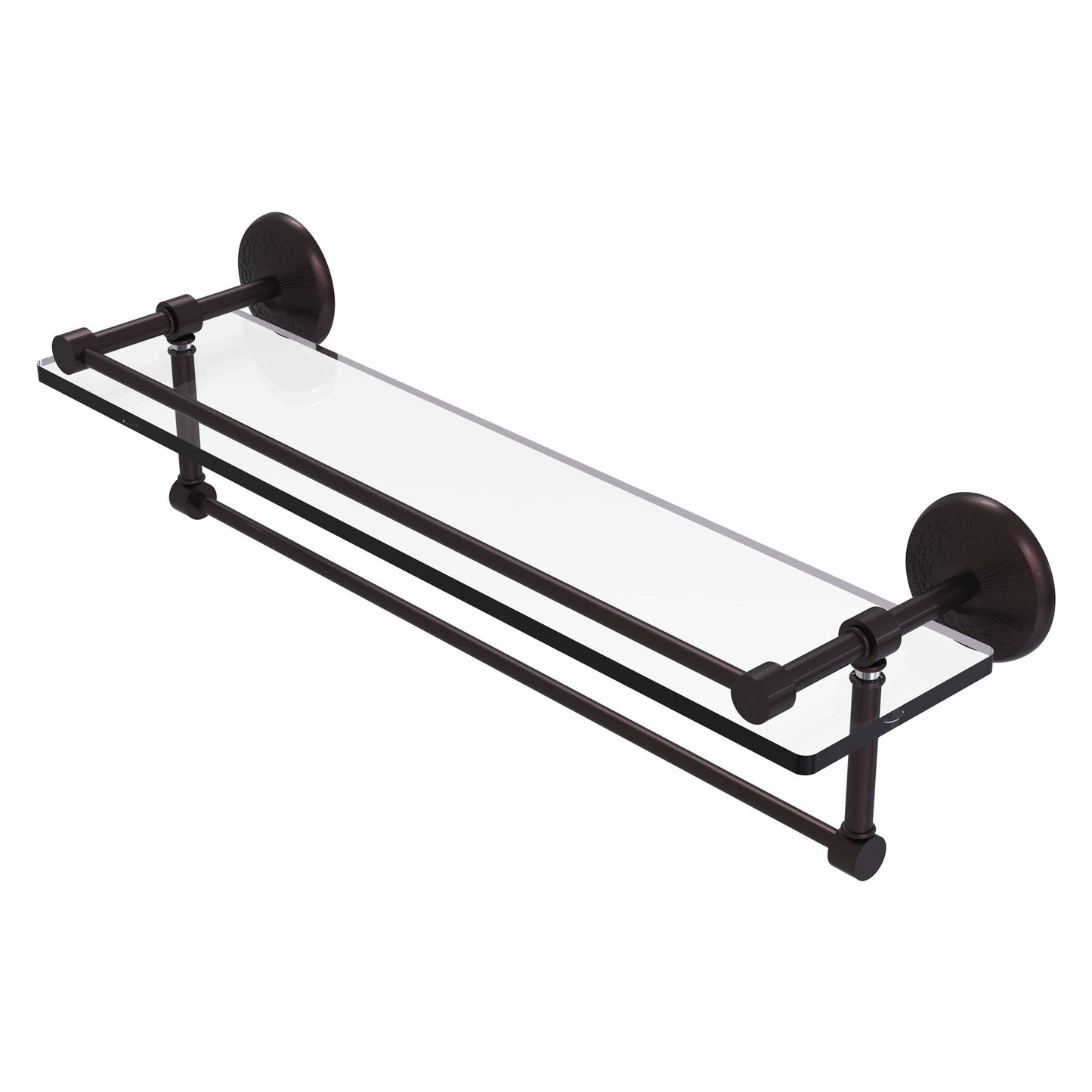 Allied Brass Monte Carlo 22" x 5" Antique Bronze Solid Brass Gallery Glass Shelf With Towel Bar