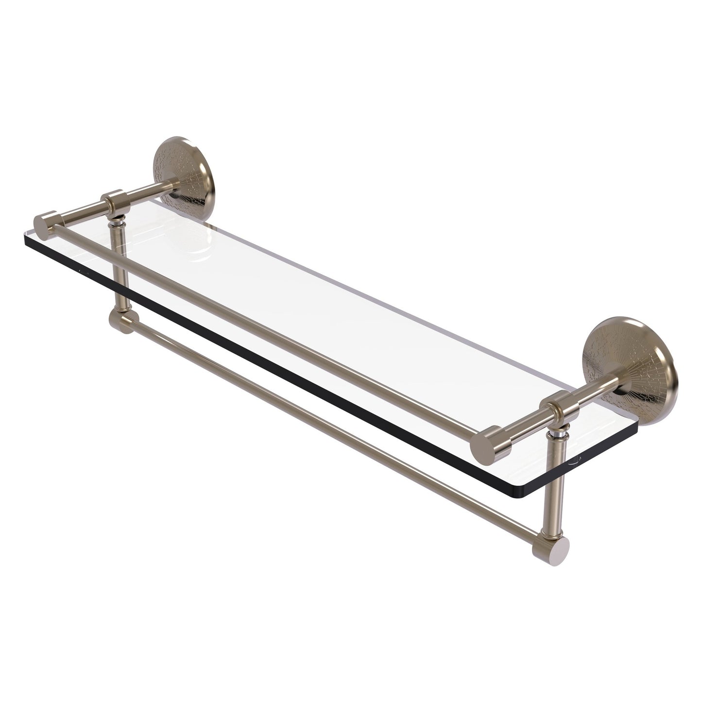 Allied Brass Monte Carlo 22" x 5" Antique Pewter Solid Brass Gallery Glass Shelf With Towel Bar