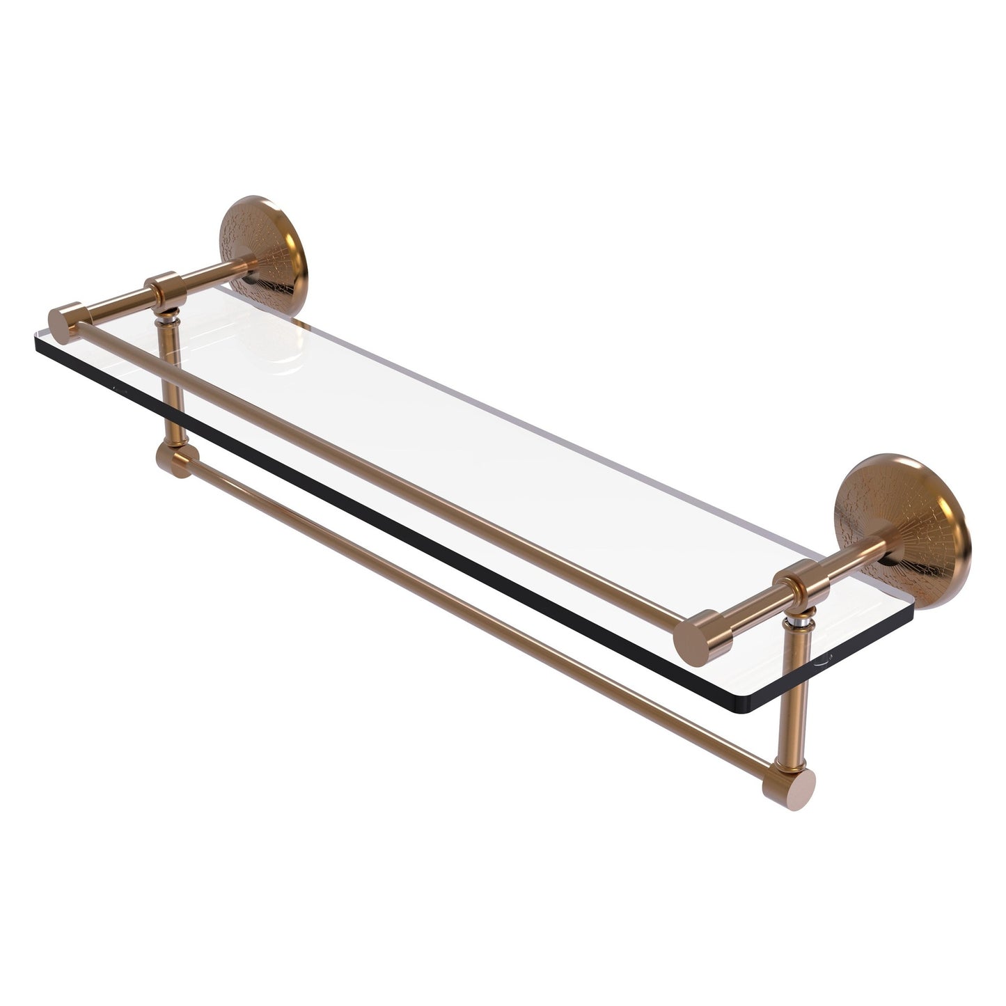 Allied Brass Monte Carlo 22" x 5" Brushed Bronze Solid Brass Gallery Glass Shelf With Towel Bar
