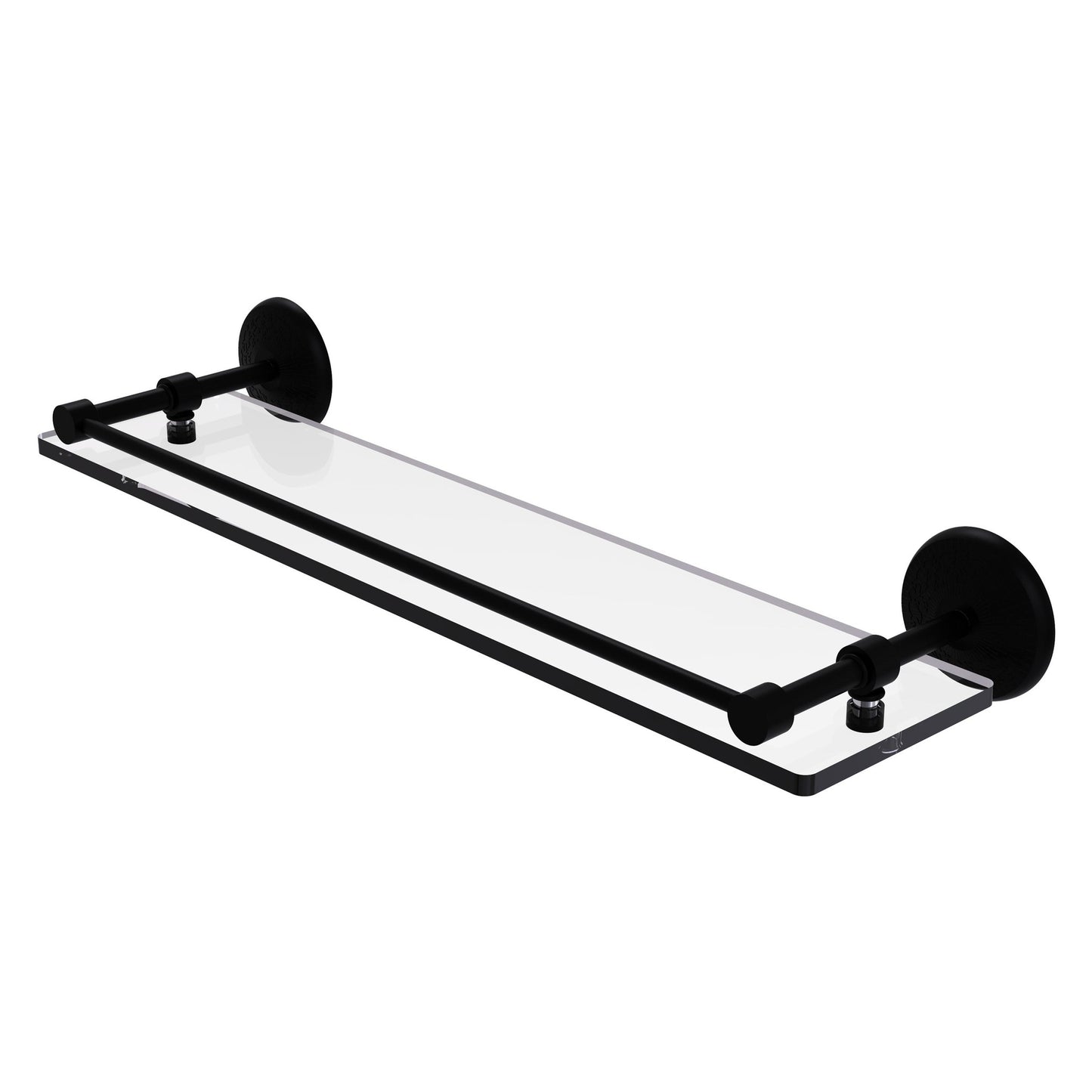 Allied Brass Monte Carlo 22" x 5" Matte Black Solid Brass Tempered Glass Shelf With Gallery Rail