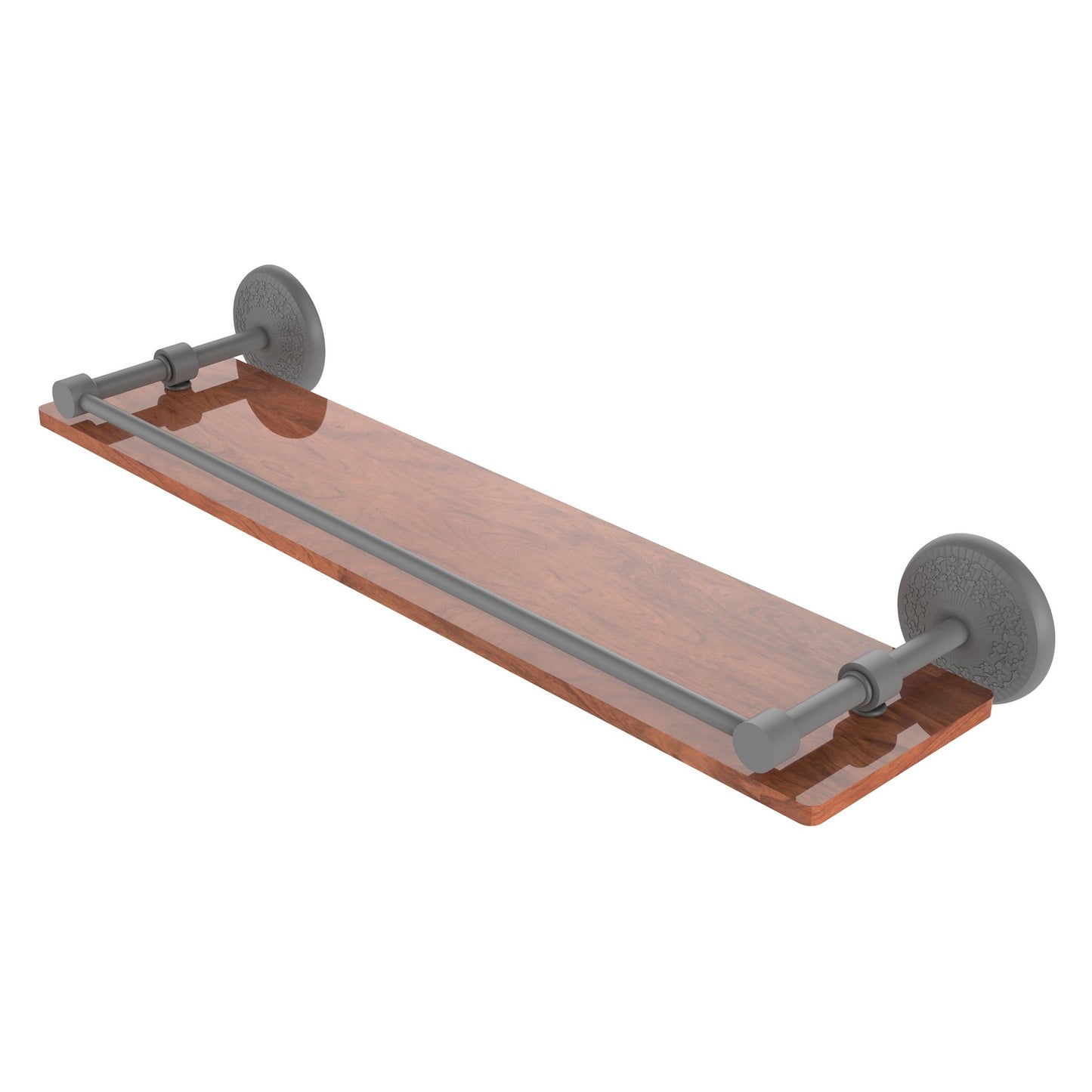 Allied Brass Monte Carlo 22" x 5" Matte Gray Solid Brass Solid IPE Ironwood Shelf With Gallery Rail
