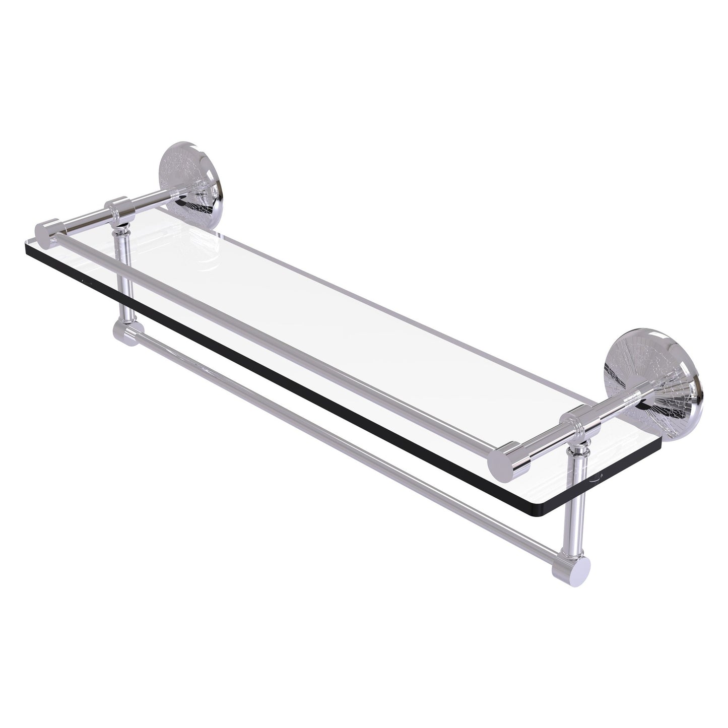 Allied Brass Monte Carlo 22" x 5" Polished Chrome Solid Brass Gallery Glass Shelf With Towel Bar