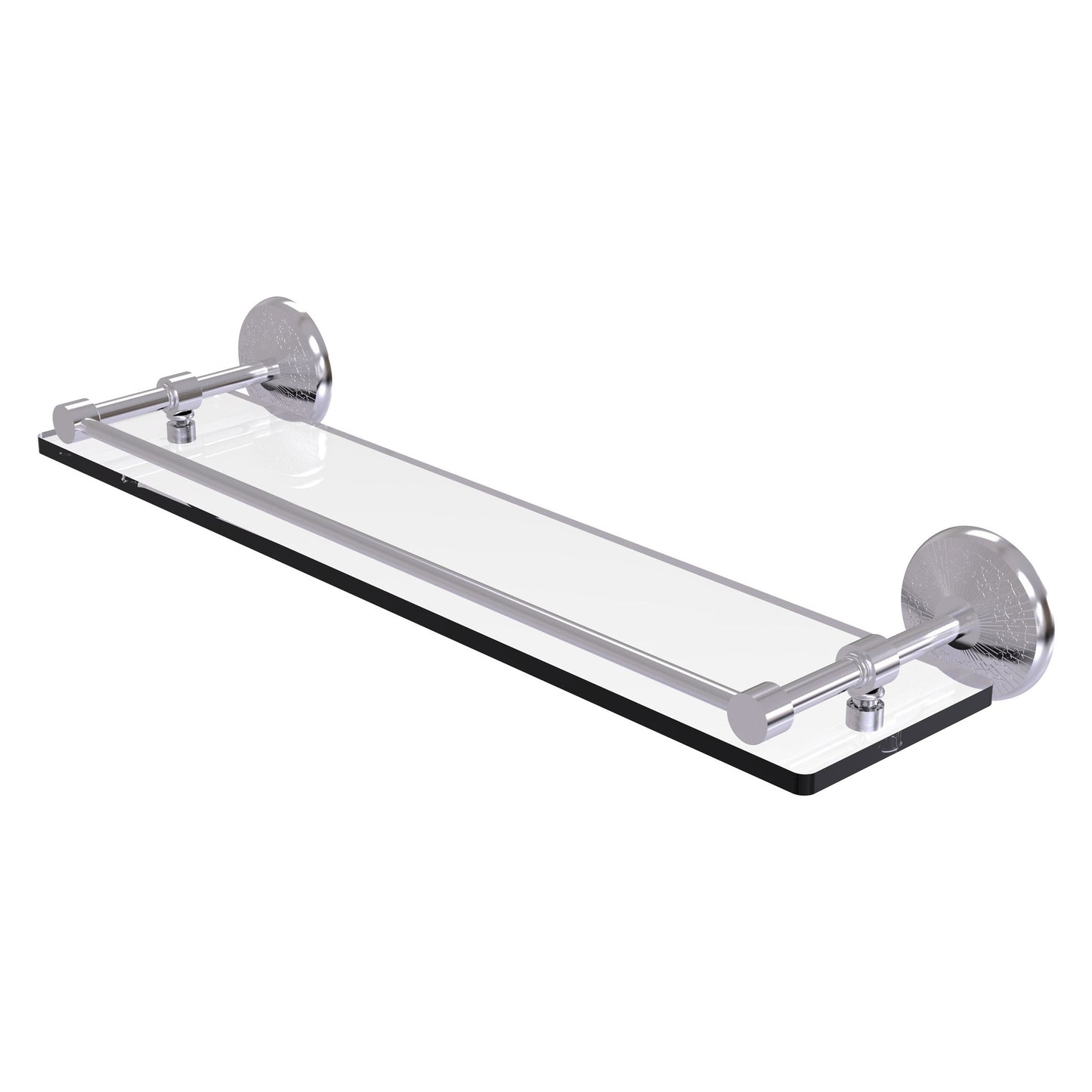 Allied Brass Monte Carlo 22" x 5" Satin Chrome Solid Brass Tempered Glass Shelf With Gallery Rail