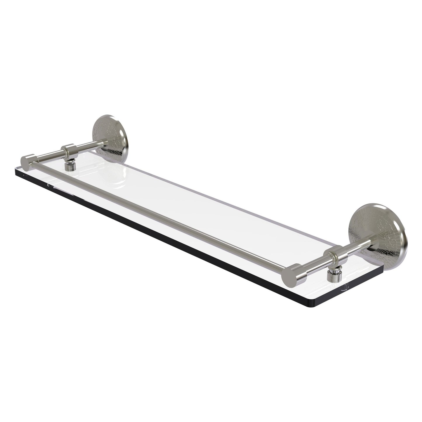 Allied Brass Monte Carlo 22" x 5" Satin Nickel Solid Brass Tempered Glass Shelf With Gallery Rail
