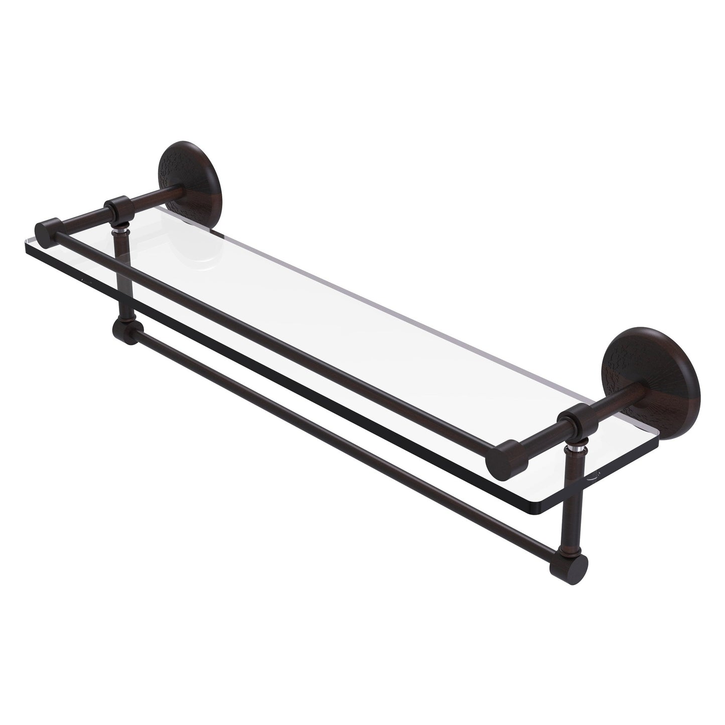 Allied Brass Monte Carlo 22" x 5" Venetian Bronze Solid Brass Gallery Glass Shelf With Towel Bar
