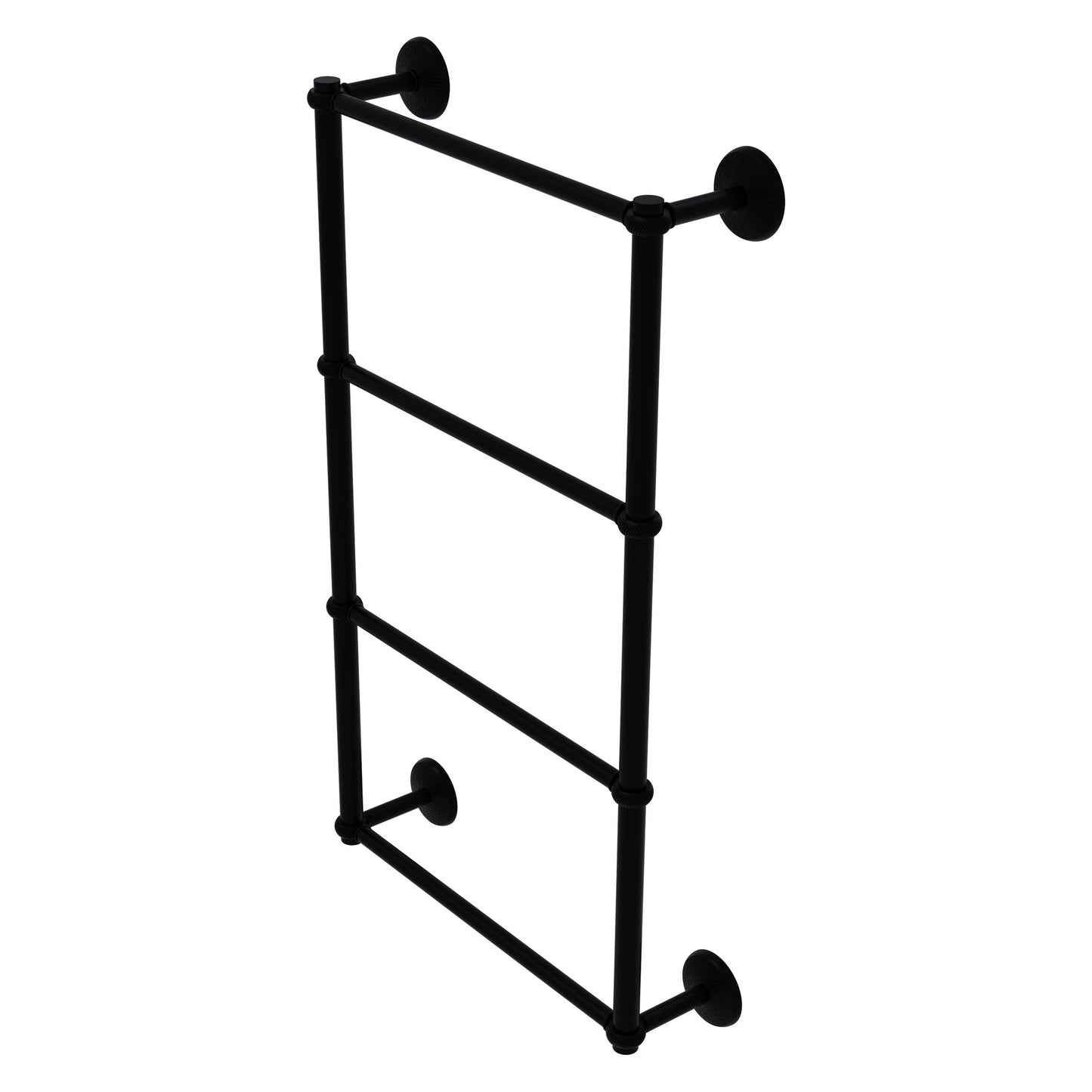Allied Brass Monte Carlo 24" x 5.2" Matte Black Solid Brass 4-Tier Towel Bar With Twisted Detail