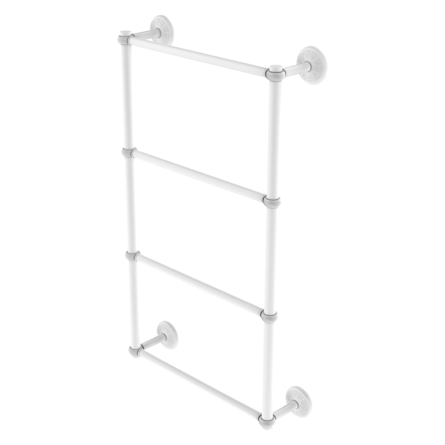 Allied Brass Monte Carlo 24" x 5.2" Matte White Solid Brass 4-Tier Towel Bar With Twisted Detail