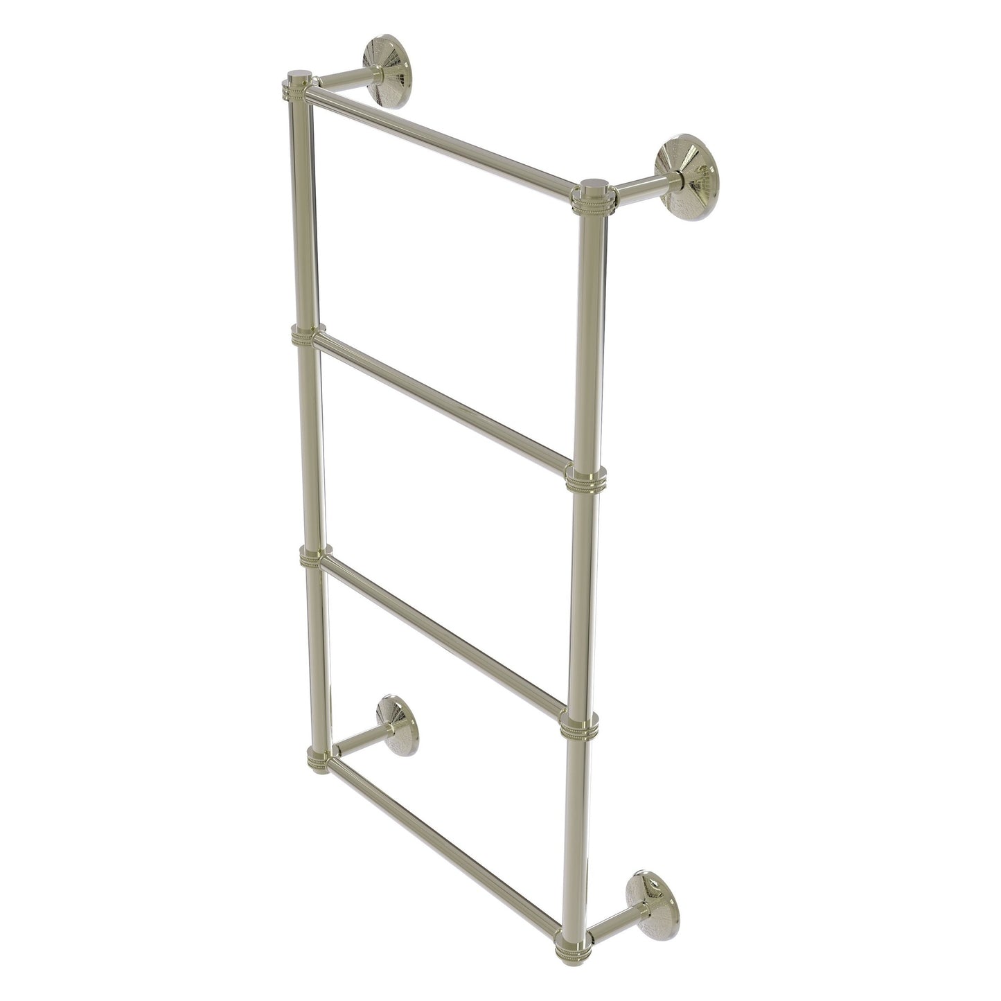 Allied Brass Monte Carlo 24" x 5.2" Polished Nickel Solid Brass 4-Tier Towel Bar With Dotted Detail
