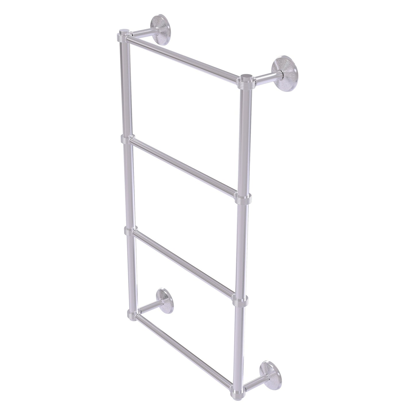 Allied Brass Monte Carlo 24" x 5.2" Satin Chrome Solid Brass 4-Tier Towel Bar With Grooved Detail